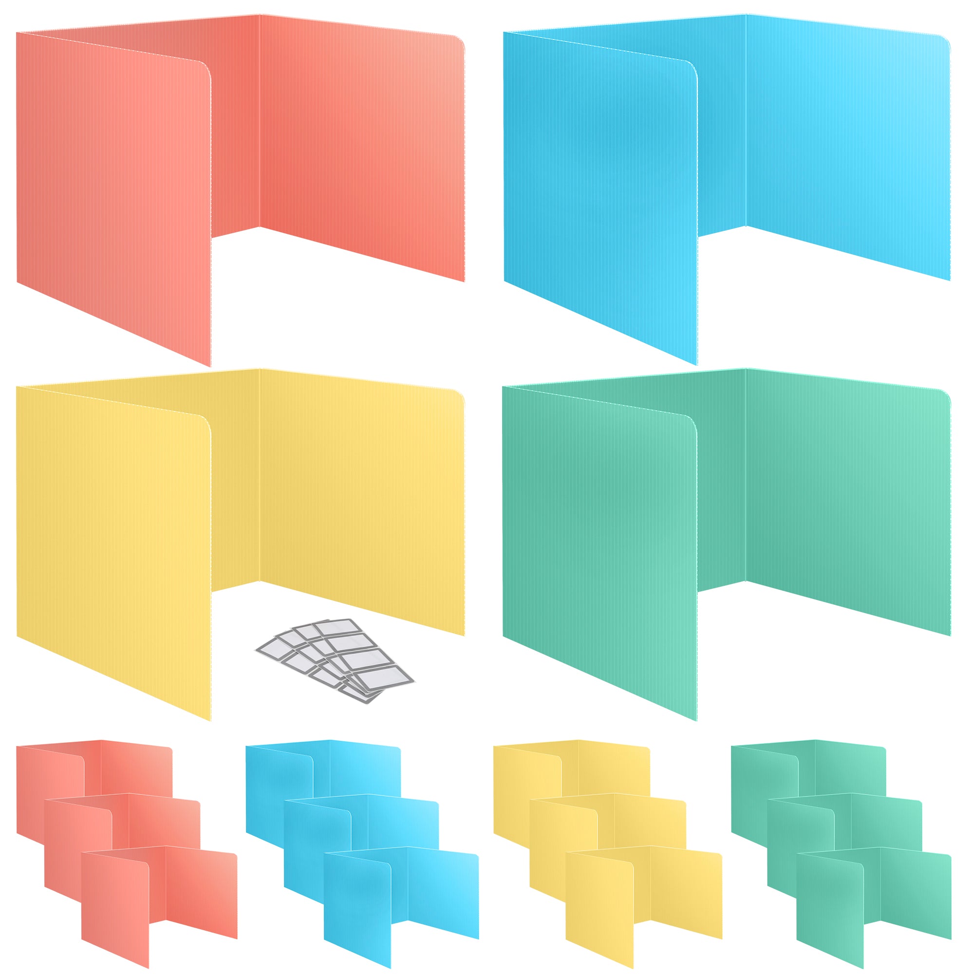 16 Pack Desk Privacy Panel Desk Divider - Designer Pastel Color Privacy Folders for Students - Easy to Clean Strong Plastic Privacy Shield Desk Dividers for Students Classroom Supplies