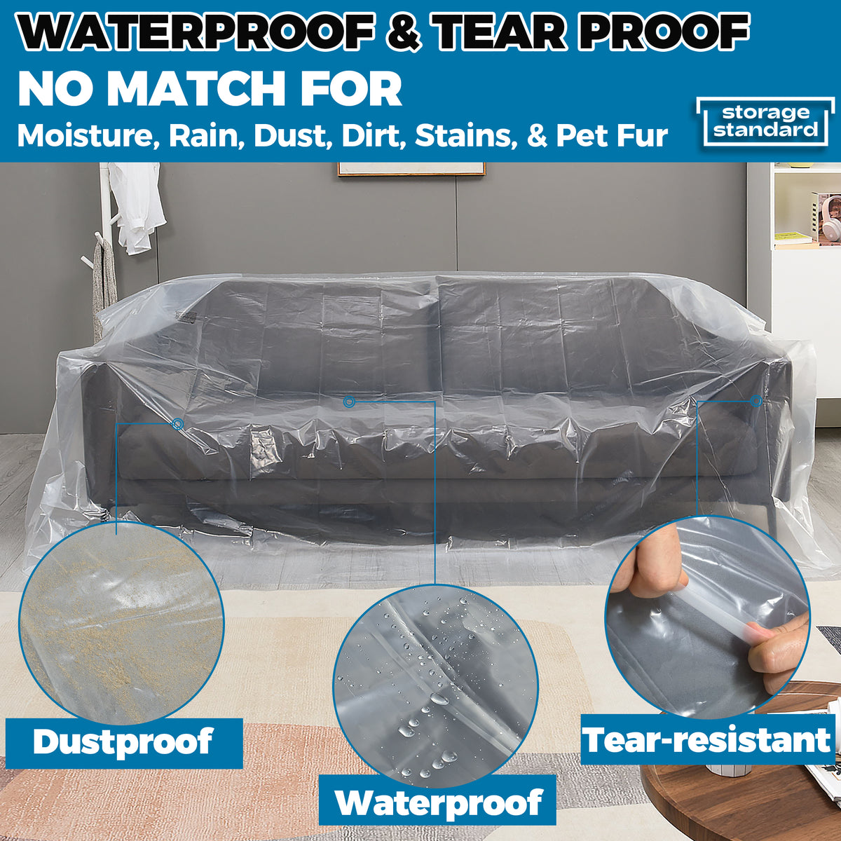 Plastic Furniture Covers for Moving - Heavy-Duty Plastic Couch Cover f ...