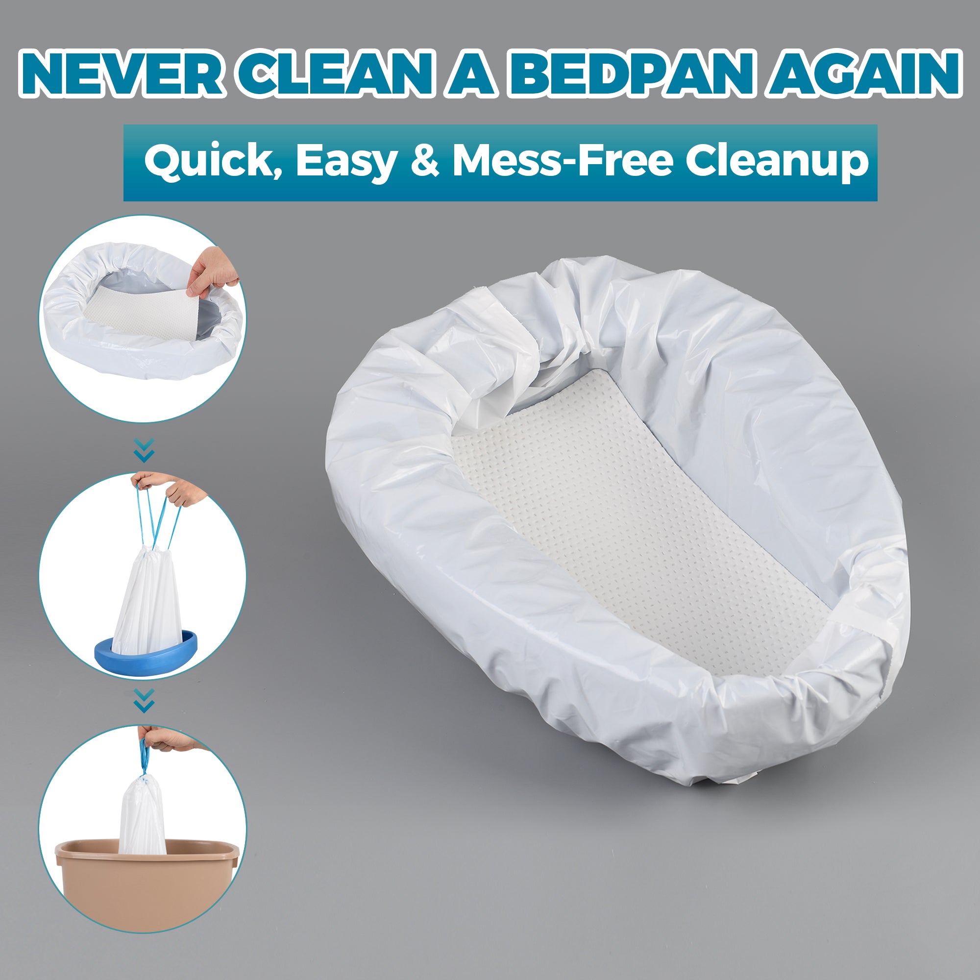70 Pack Bedpan Liners Disposable Commode Liners with Absorbent Pads – Bedpans or Bedside Commode Bags – Bed Pan Liners for Elderly Females, Men, Women - Bed Pans Liner Nursing Homes and Hospitals