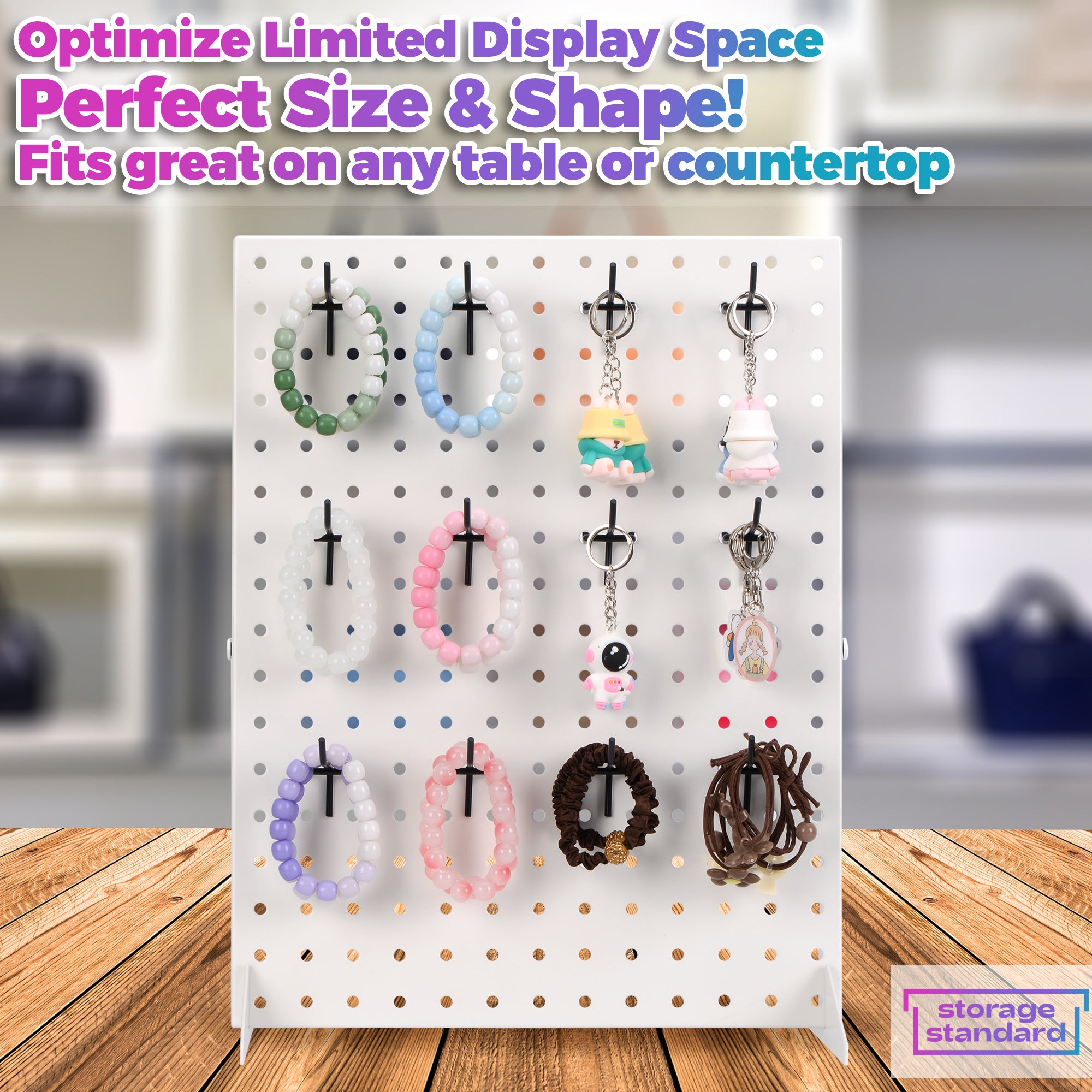 Pegboard Display Stand for Craft Shows & Fairs - Metal Store Display for Selling Accessories, Earring, Jewelry, Pin Display Stands for Retail Stores, Vendors & Events - 17" x 13” Designer White
