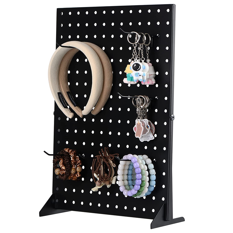 Pegboard Display Stand for Craft Shows & Fairs - Metal Jewelry Retail Display for Selling Accessories, Earring, Pin Stands for Retail Stores, Vendors & Events - 17" x 13”, Black