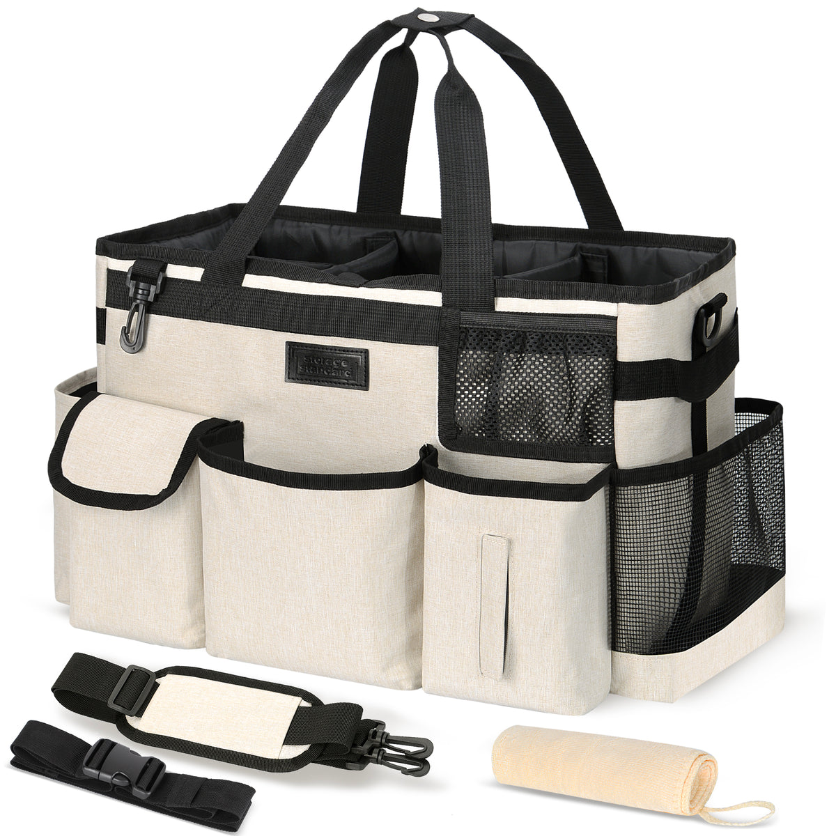 Wearable Cleaning Caddy Bag with 4 Foldable Dividers, Cleaning