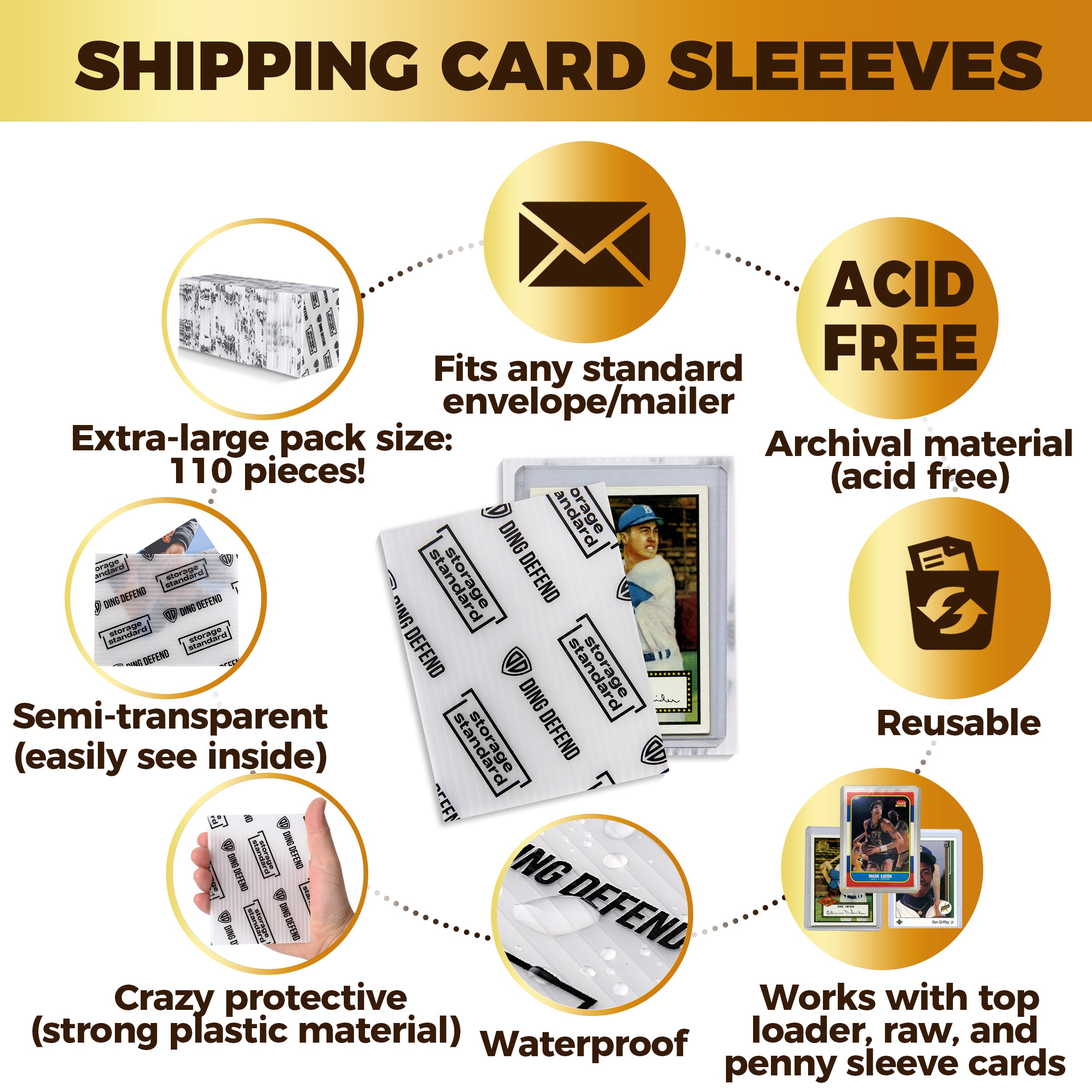 Storage Standard Trading Cards Protector Sleeves Shipping Protector Waterproof Card Holder 110 Pack