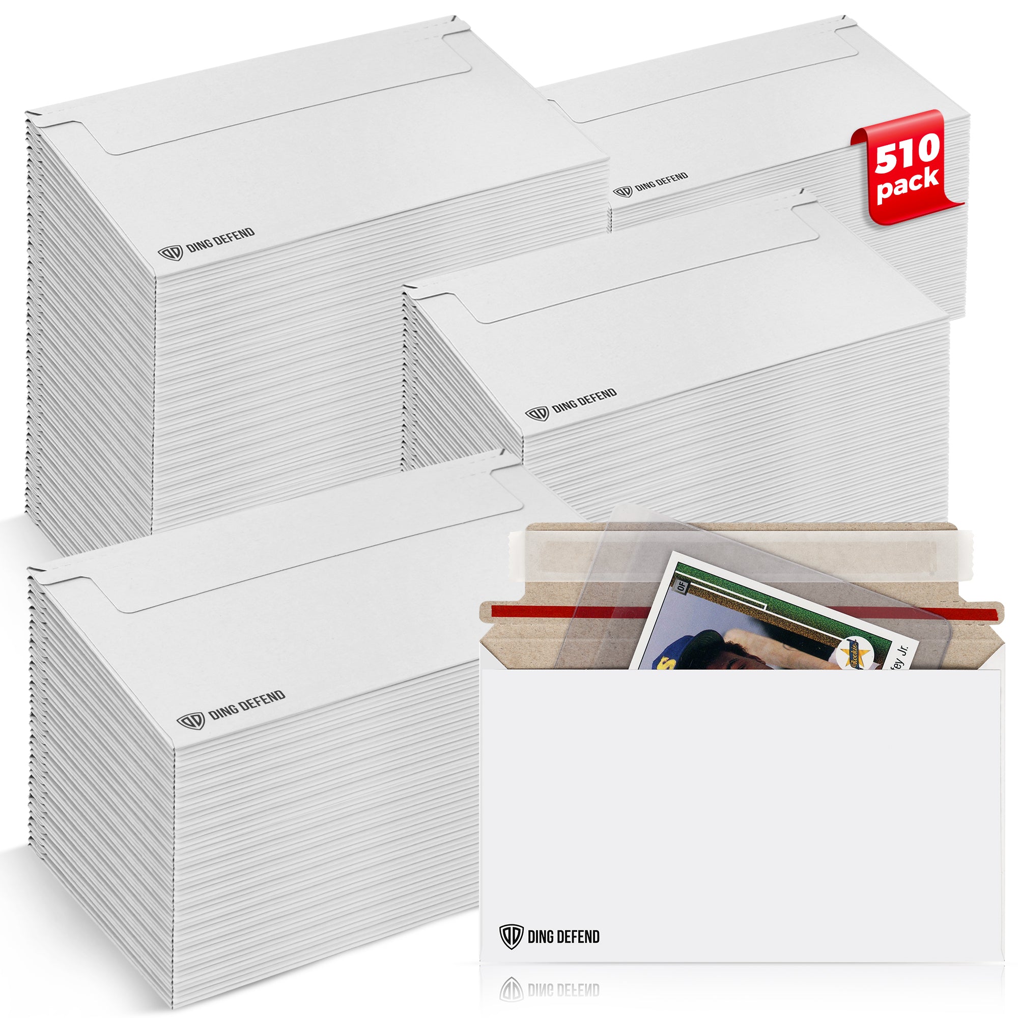 510-Pack Card Shipping Envelopes - 7 x 4.35 Inches Trading Cards Self-Adhesive Mailers, Perfect Fit for Semi-Rigid Sleeves, Toploaders & Ding Defend Protectors - Hobby Mailing Supplies