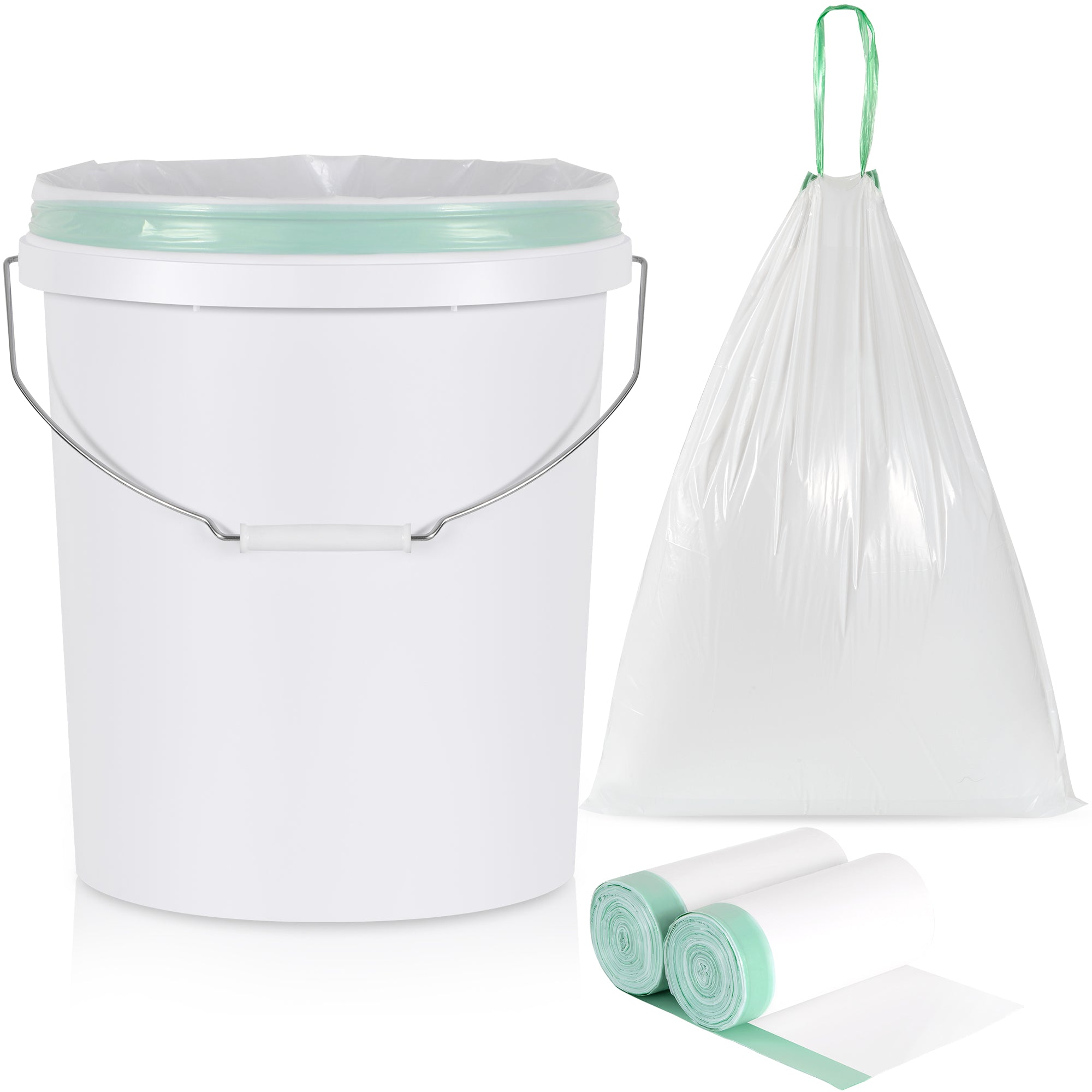 TIPGO 5 Gallon Trash Bags Drawstring, Pre-Cut Strong Wastebasket Bin...