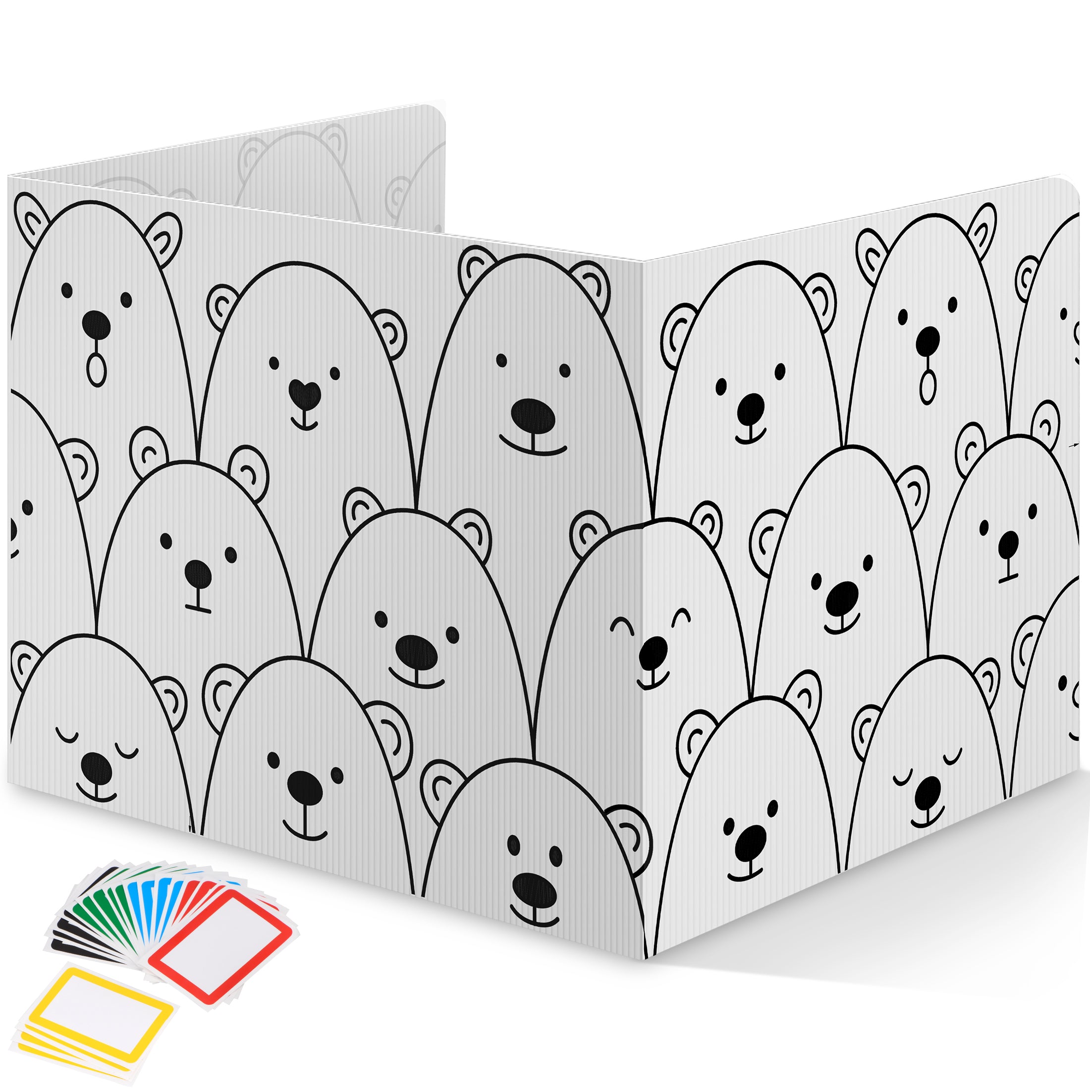 22-Pack Desk Dividers for Students - Cute Bear Design Durable & Waterproof Plastic Privacy Shield Divider, Classroom Folders Teacher Supplies, Easy-To-Clean Plastic Study Carrel Folder Boards for Student Desks