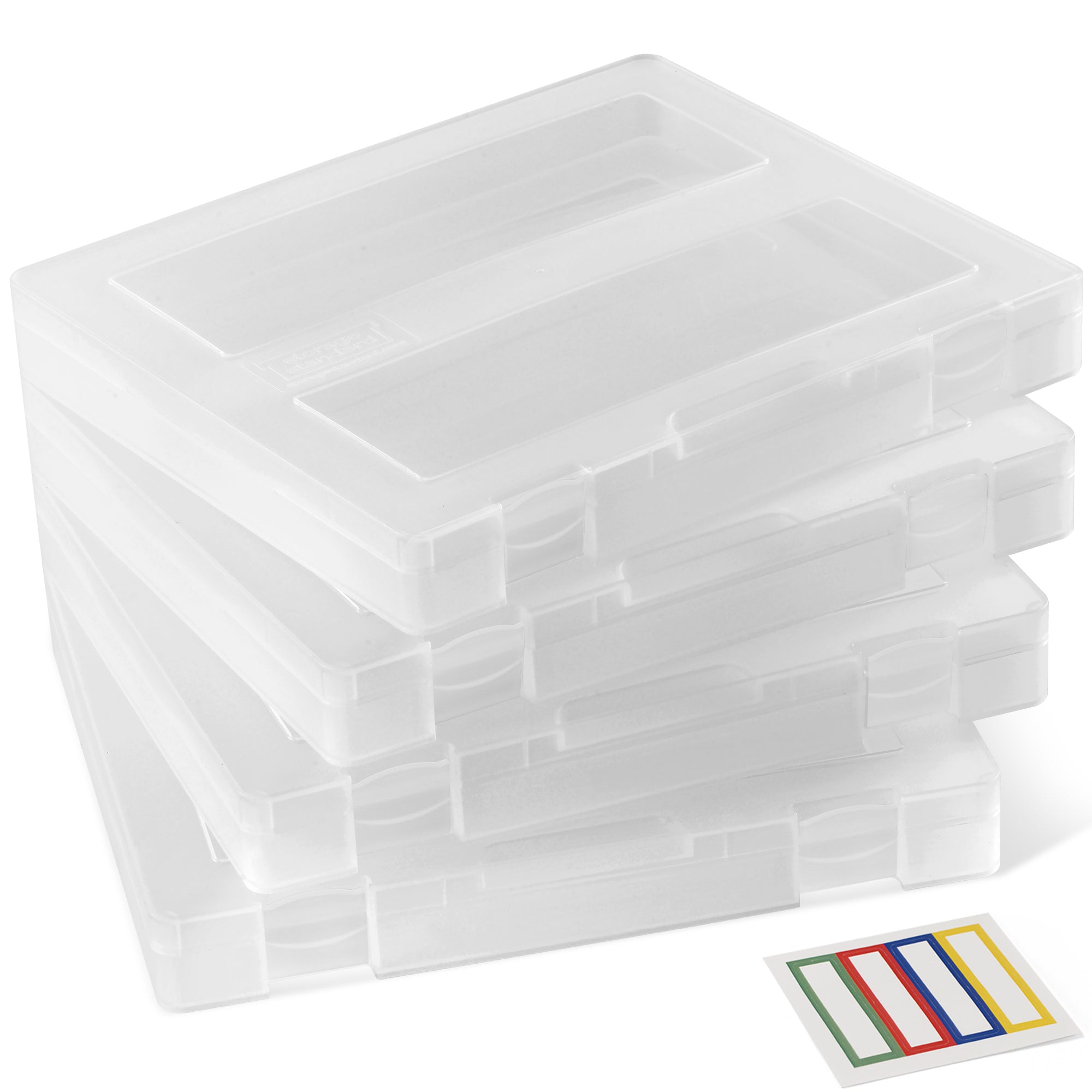 4-Pack Art and Craft Organizers and Storage Case - Semi Transparent Stackable Plastic Craft Storage Containers, Project Organizer Box Paper Organizer Custom Size Fits 8.5 x 11 Inch Papers & More, 12.4 x 10.8 x 1.7 Inches