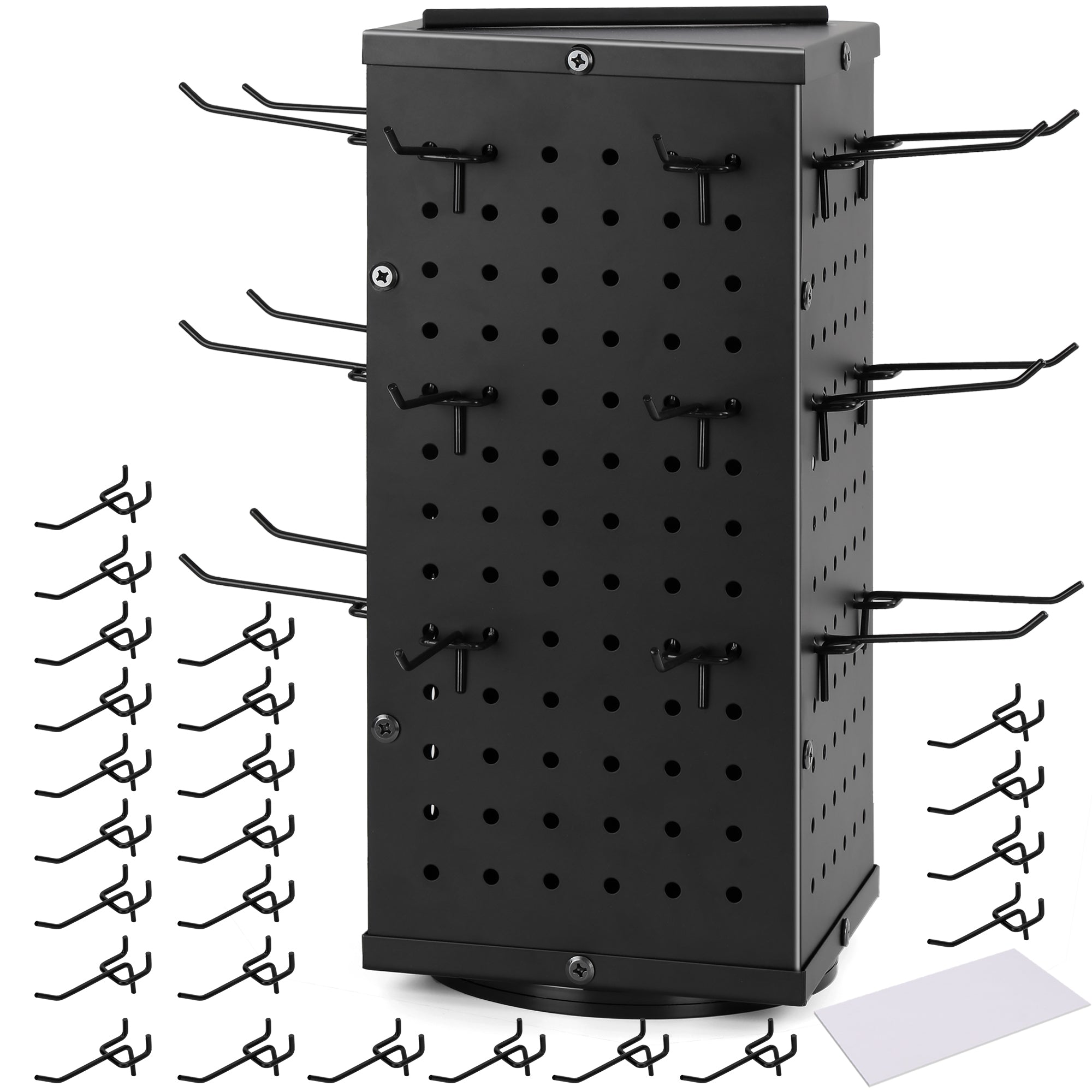 Rotating Pegboard Display Stand With 24 Hooks - Metal Spinning Peg Boa ...