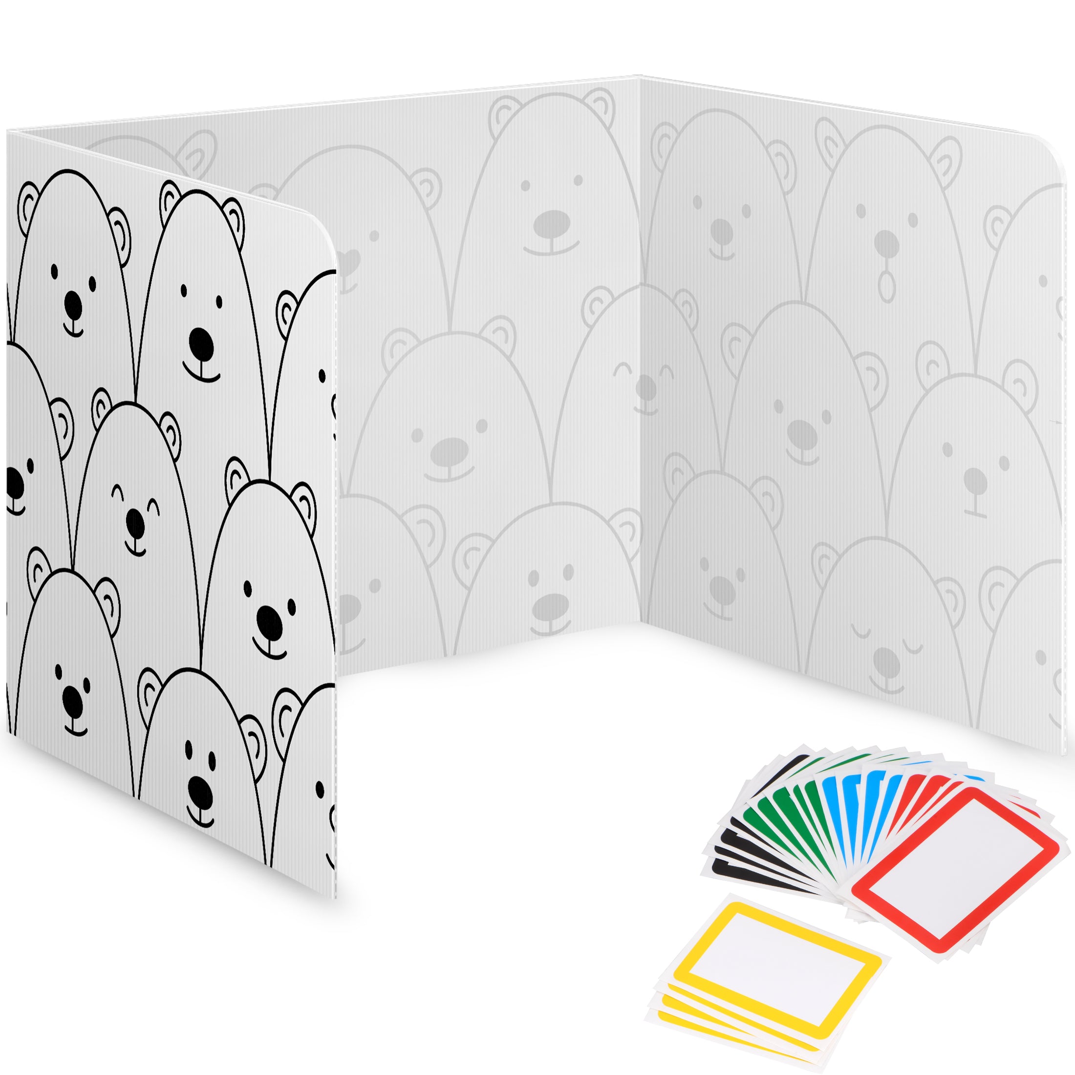 22-Pack Desk Dividers for Students - Cute Bear Design Durable & Waterproof Plastic Privacy Shield Divider, Classroom Folders Teacher Supplies, Easy-To-Clean Plastic Study Carrel Folder Boards for Student Desks