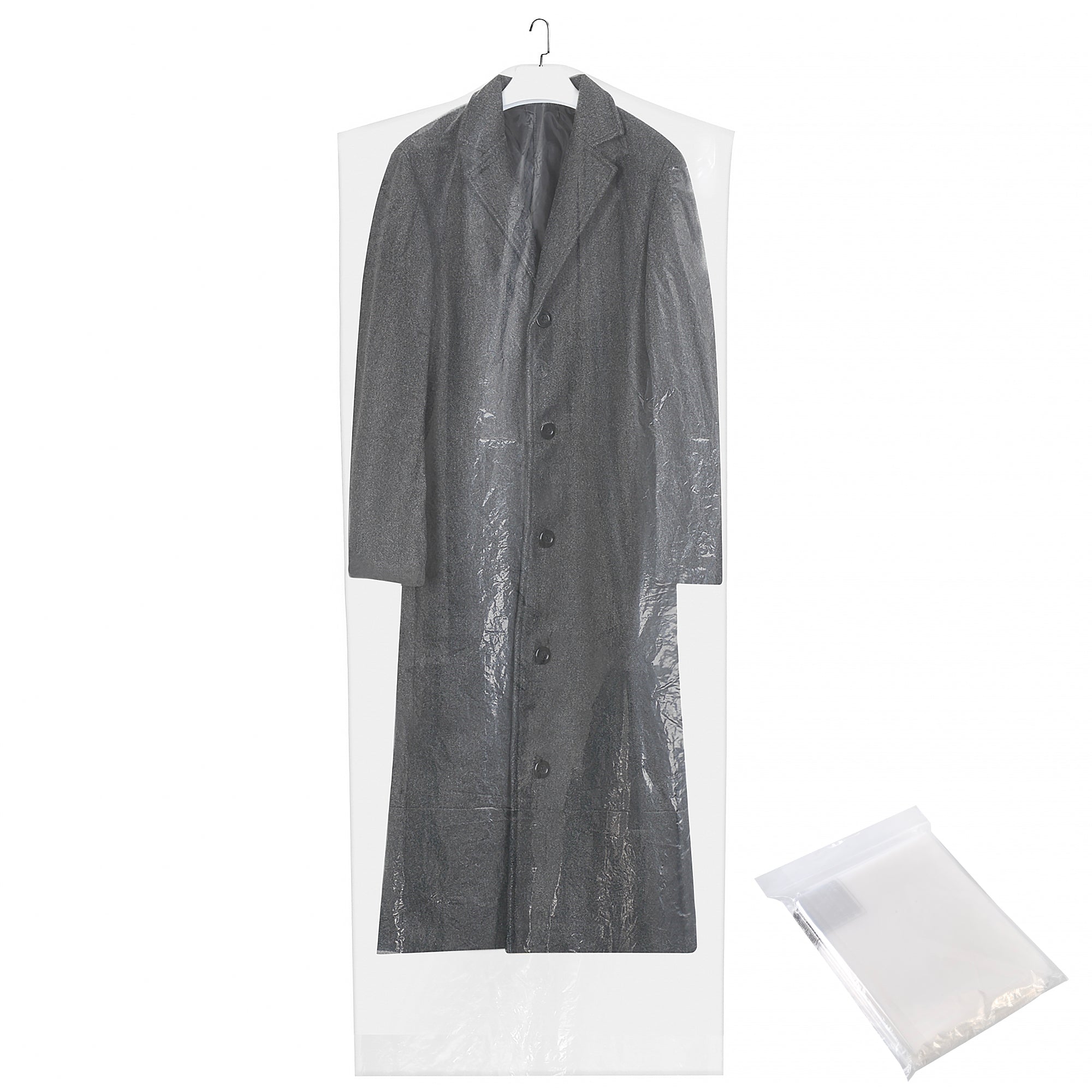 Grey Garment Bags For Hanging Clothes Clear Moth Proof Plastic