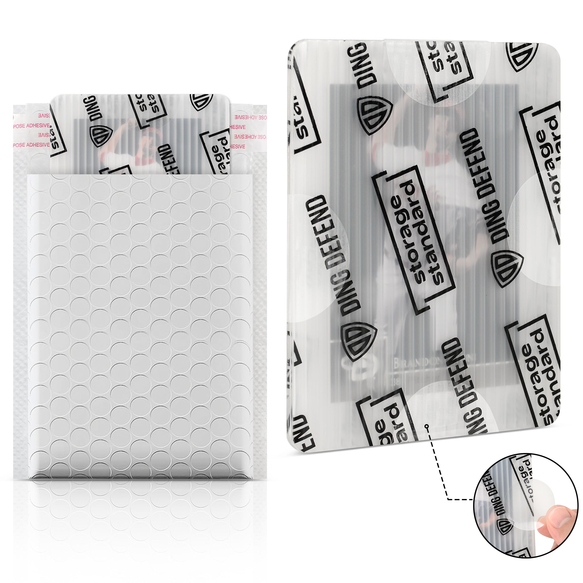 Ding Defend Card Shipping Protector Envelopes Bubble Mailer Kit - With 110 Semi-Transparent Small Padded Envelopes/Protectors (3.5x4.5 Inches), 55 Small Bubble Mailers, 250 Tape Seals for Collectible Cards