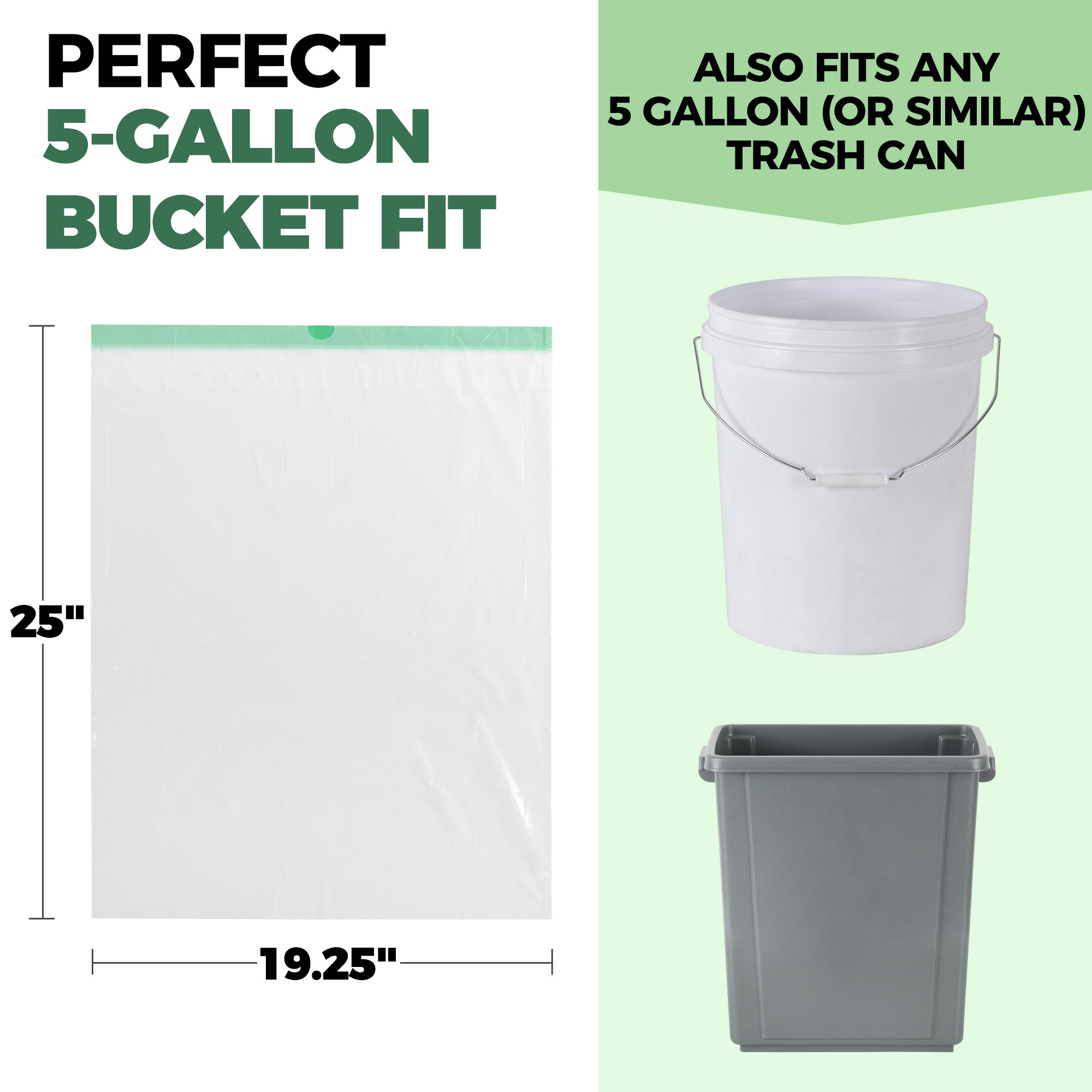 Storage Standard 110-Pack 5 Gallon Trash Bags Drawstring – Fits Five Gallon Buckets - White Small Garbage Bags for Bathroom Can, Leak-Resistant & Heavy-Duty 0.9 Mil Thick Plastic Small Trash Can Liners