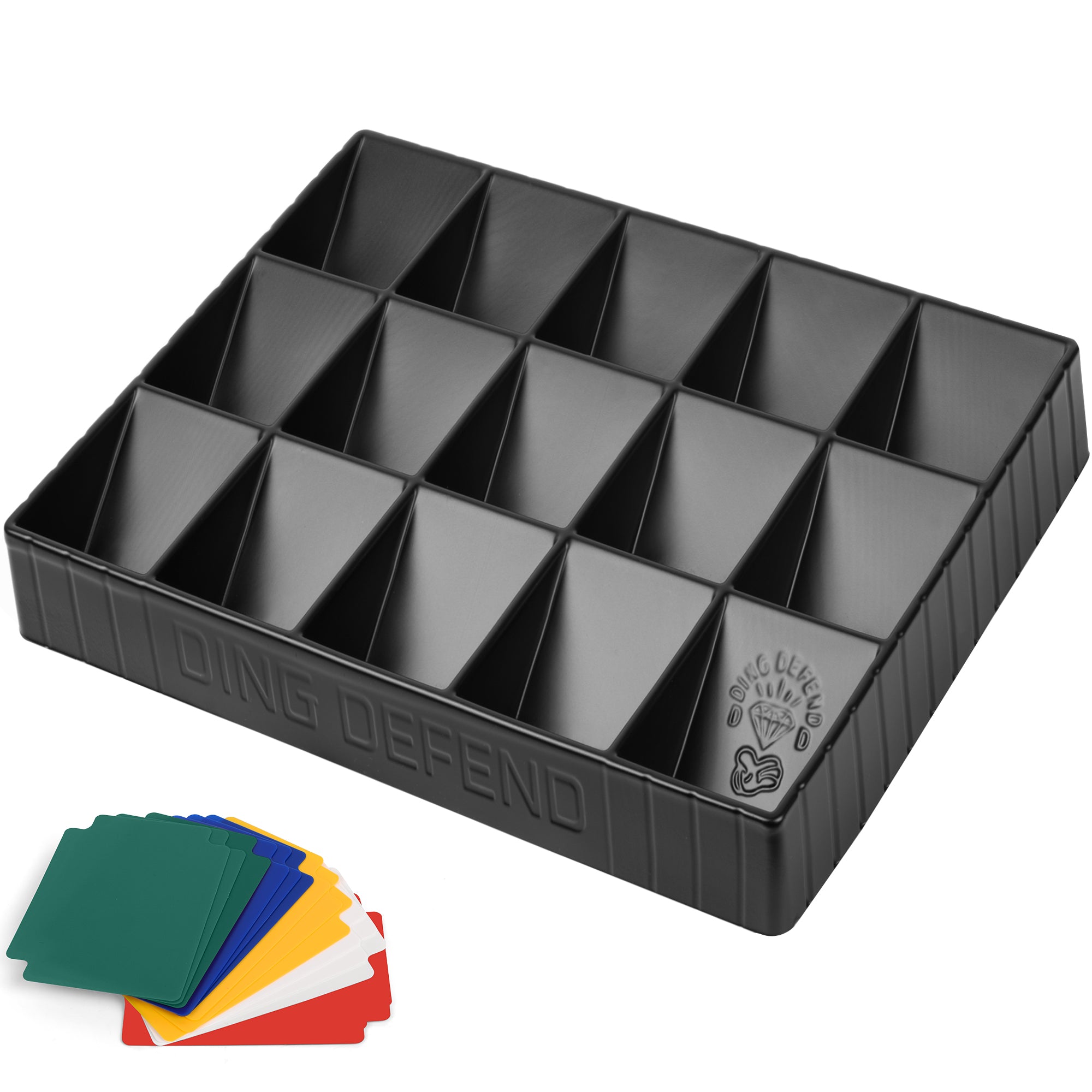 Card Sorting Tray - Stackable Trading Card Organizer, 15-Compartment Playing Card Tray - Card Sorter Tray for Organizing Raw Cards, Sleeved Cards or Toploaders– Includes 15 Trading Card Dividers