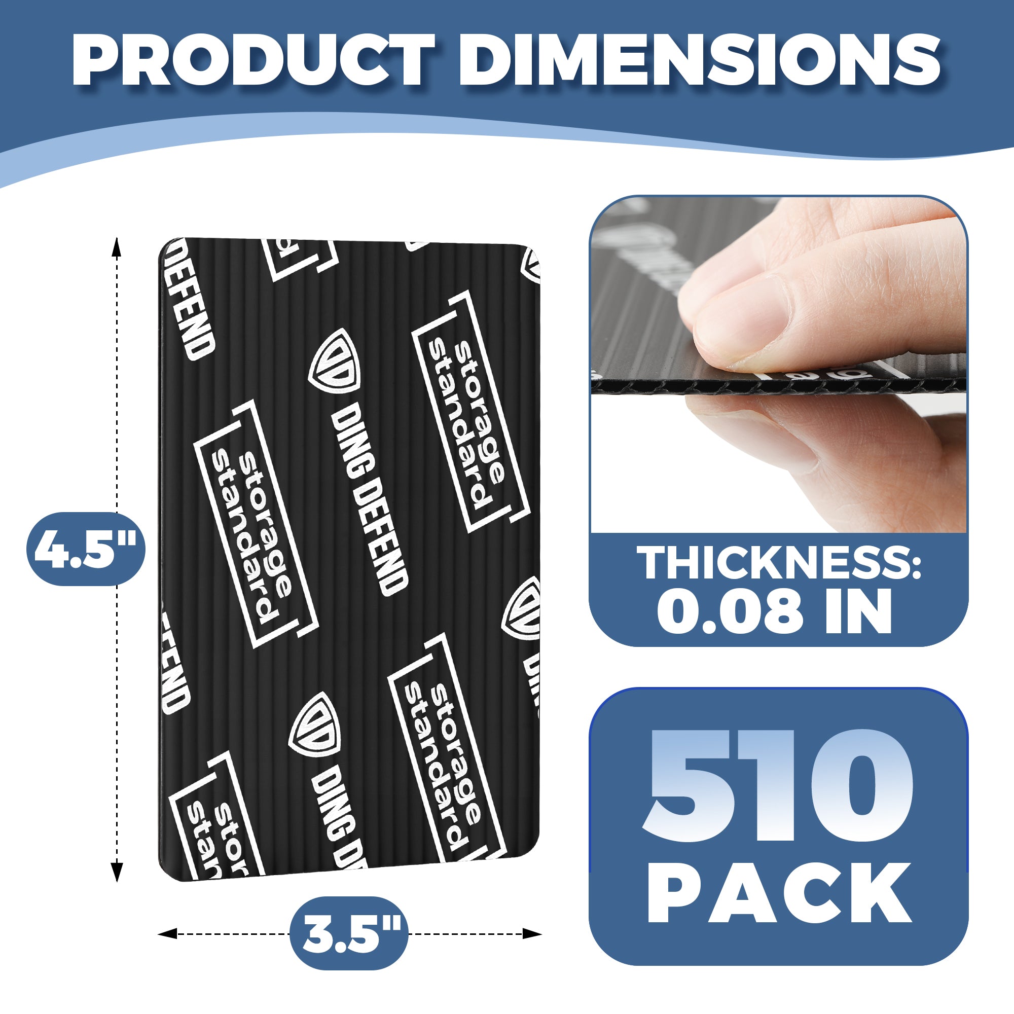 Ding Defend 510-Pack Trading Card Protector Shipping by Storage Standard - 3.5 x 4.5 Inch, Black