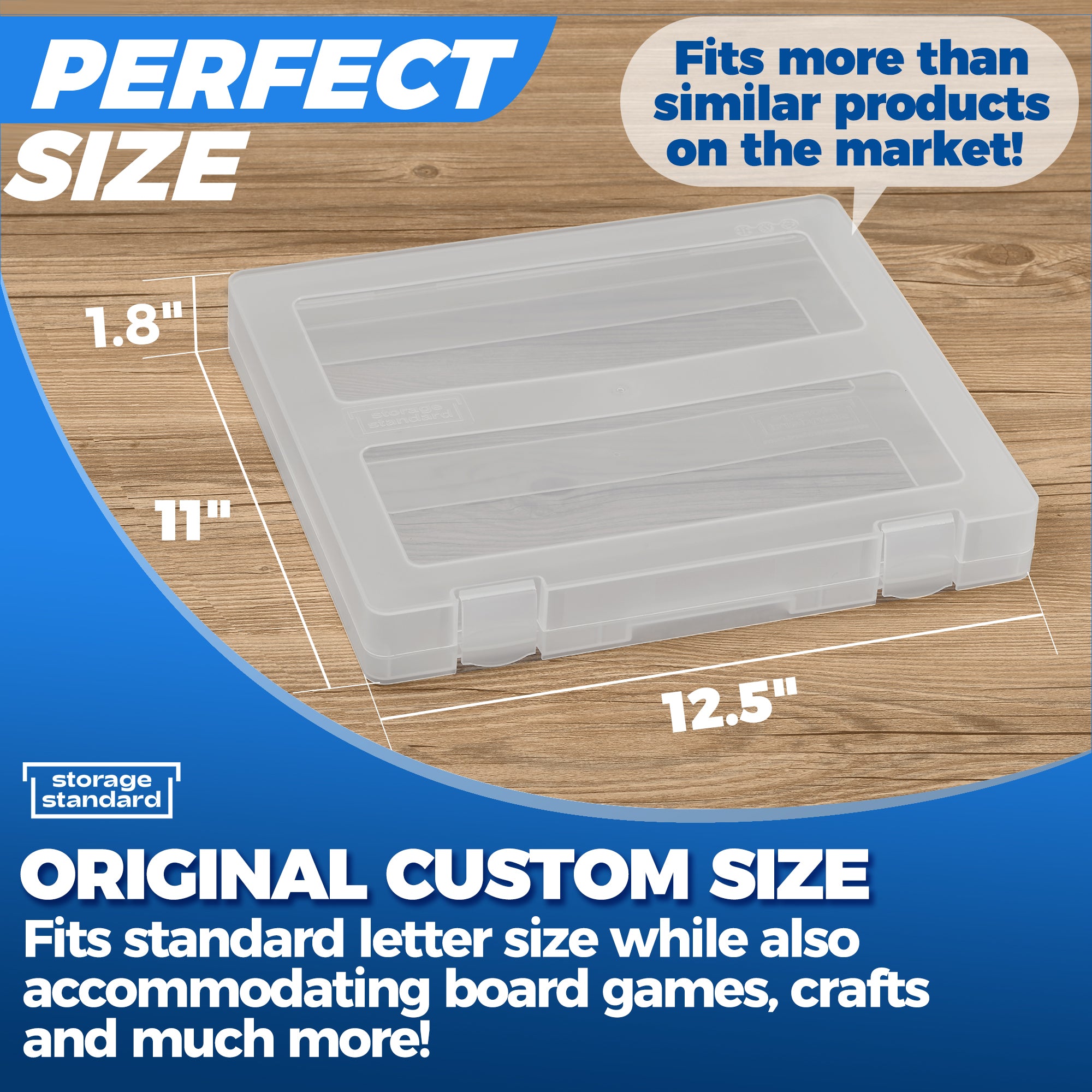 4-Pack Art and Craft Organizers and Storage Case - Semi Transparent Stackable Plastic Craft Storage Containers, Project Organizer Box Paper Organizer Custom Size Fits 8.5 x 11 Inch Papers & More, 12.4 x 10.8 x 1.7 Inches