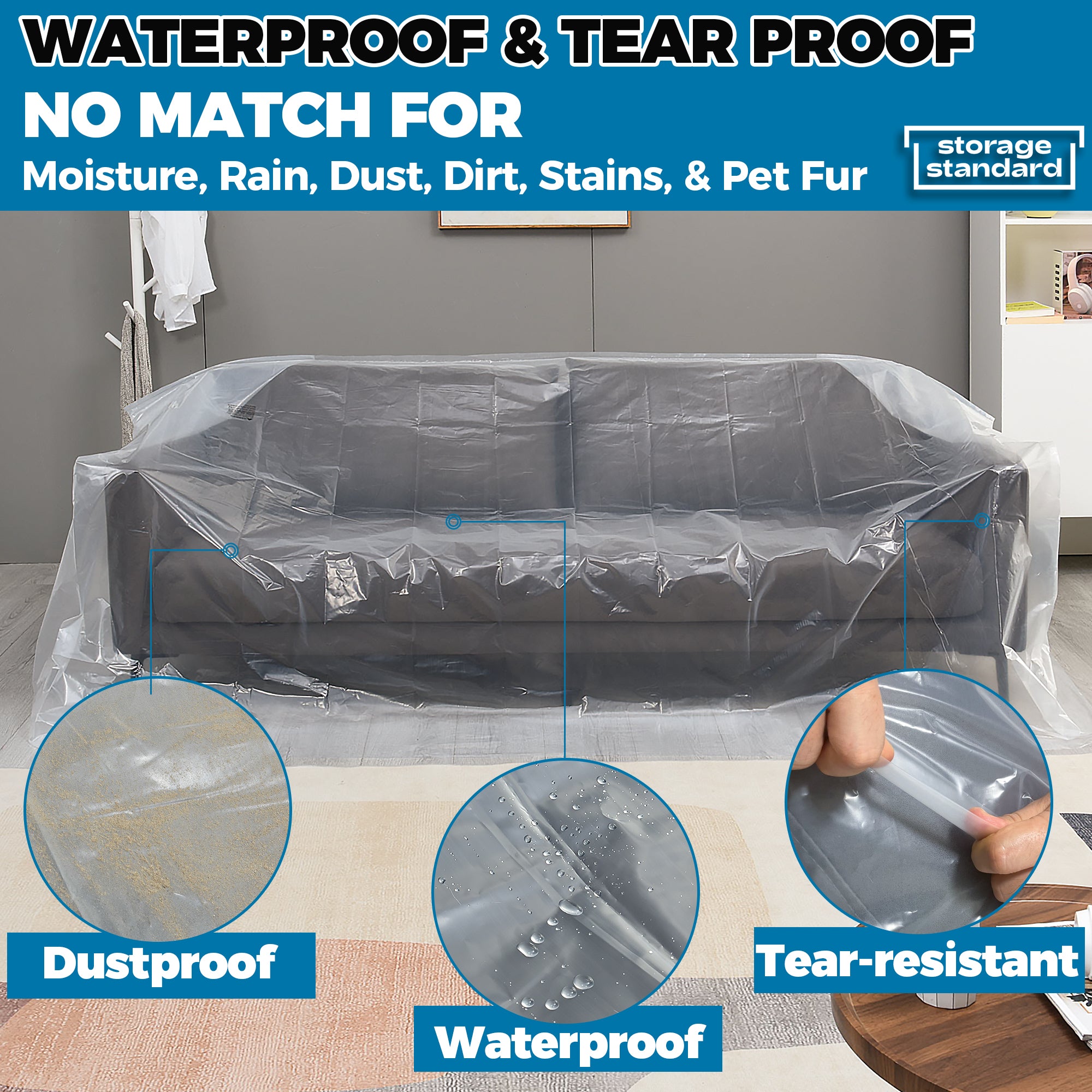 Plastic Furniture Covers for Moving - Heavy-Duty Plastic Couch Cover f ...