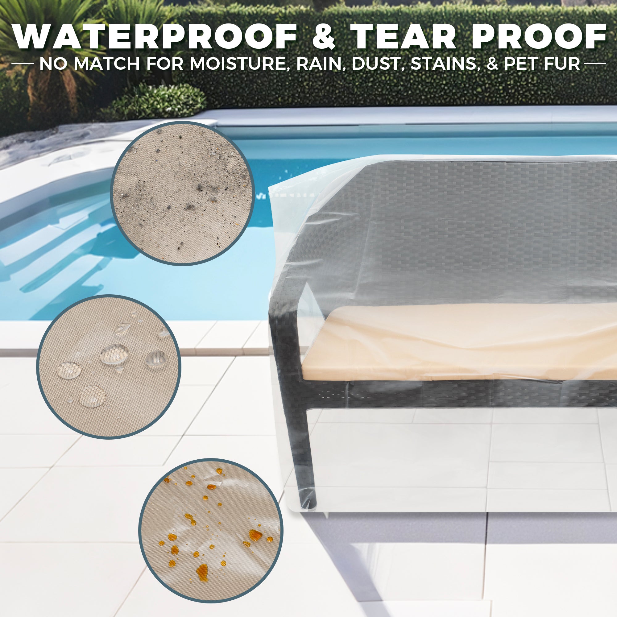 2-Pack Patio Loveseat Bench Cover - Reusable & Heavy-Duty Clear Plastic Outdoor Patio Furniture Covers Waterproof, Extra-Thick Outdoor Furniture Waterproof Couch Outdoor Cushion Covering, 58" x 28" x 52.5"