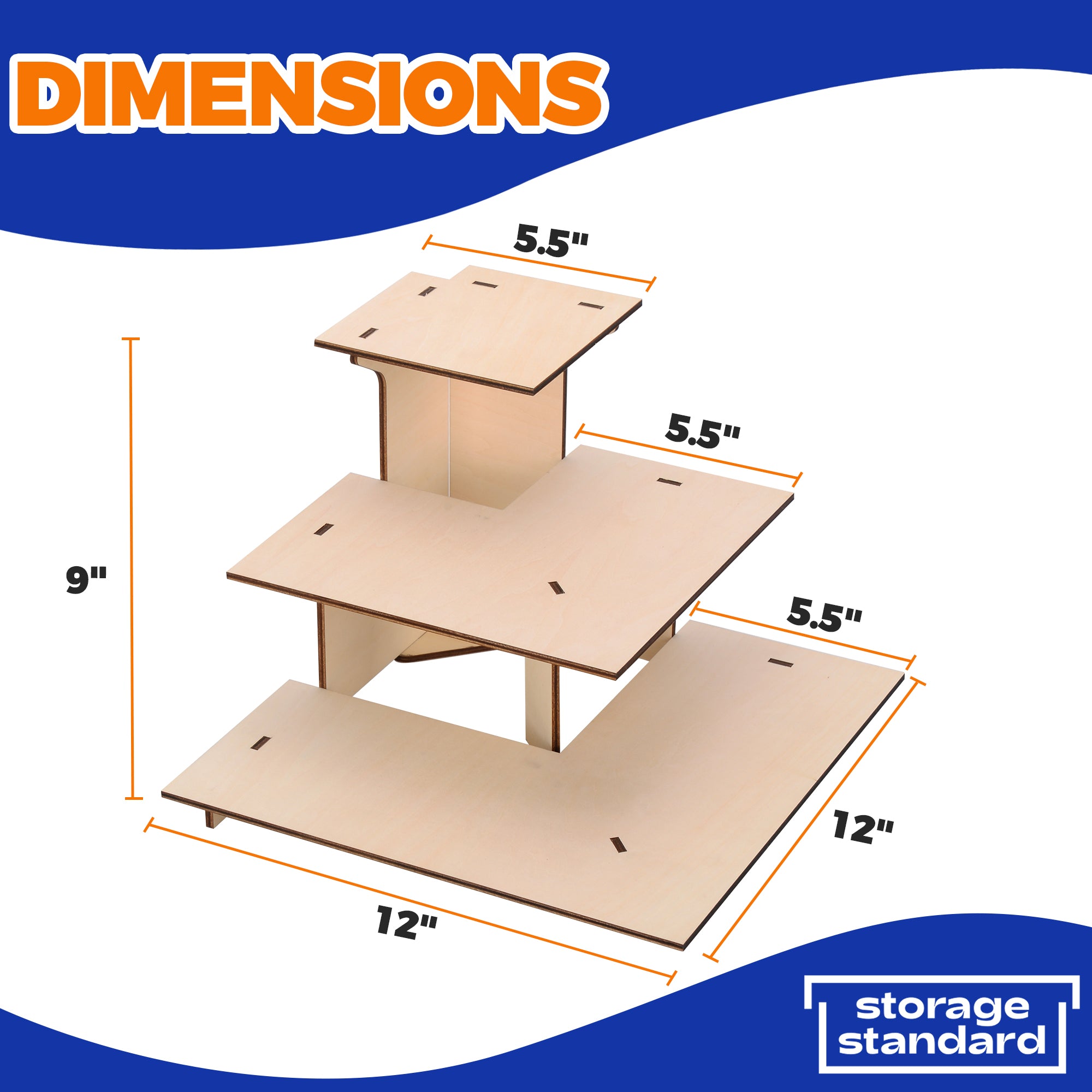 3 Tier Wooden Display Stand - Farmers Market Display Stand for Merchandise & Food, Retail Display Shelves for Retail Stores & Vendors - Corner Display Shelf, 3 Tiered Tray Stand Display Rack