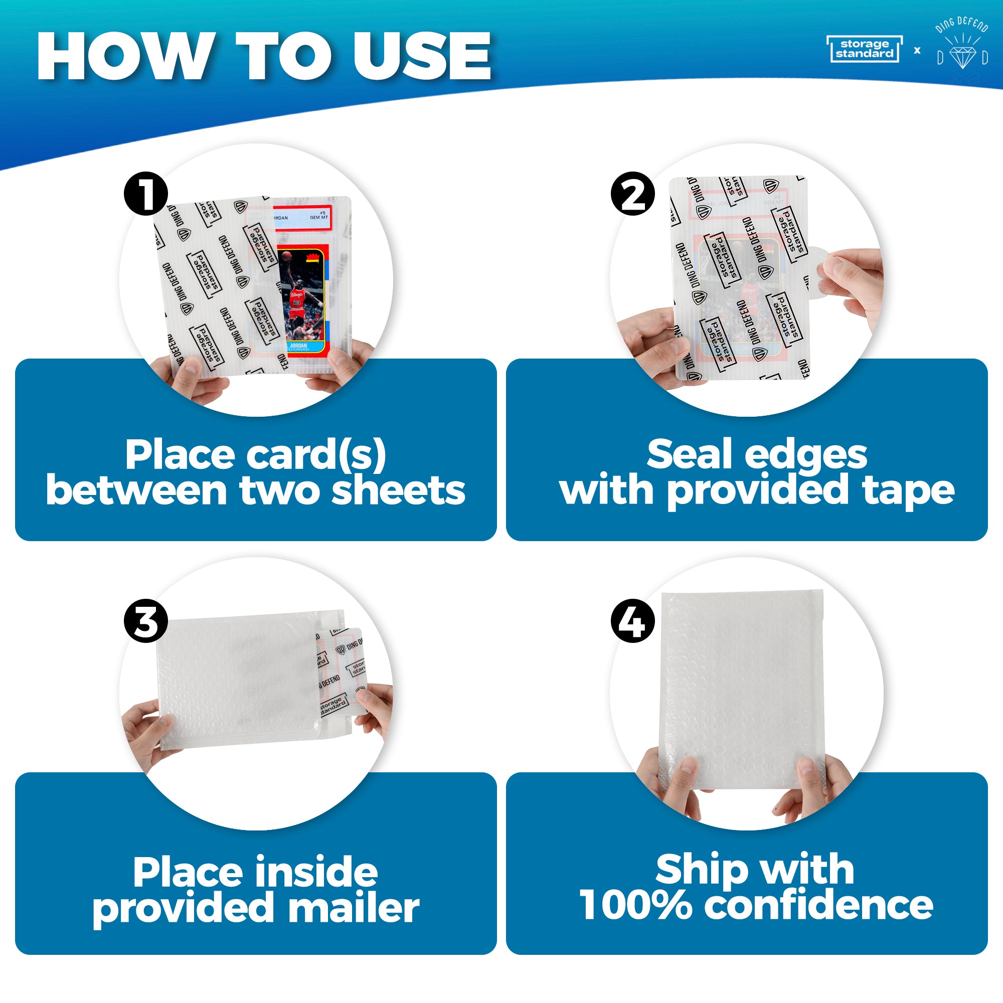 Ding Defend Card Shipping Kit Envelope Bubble Mailers
