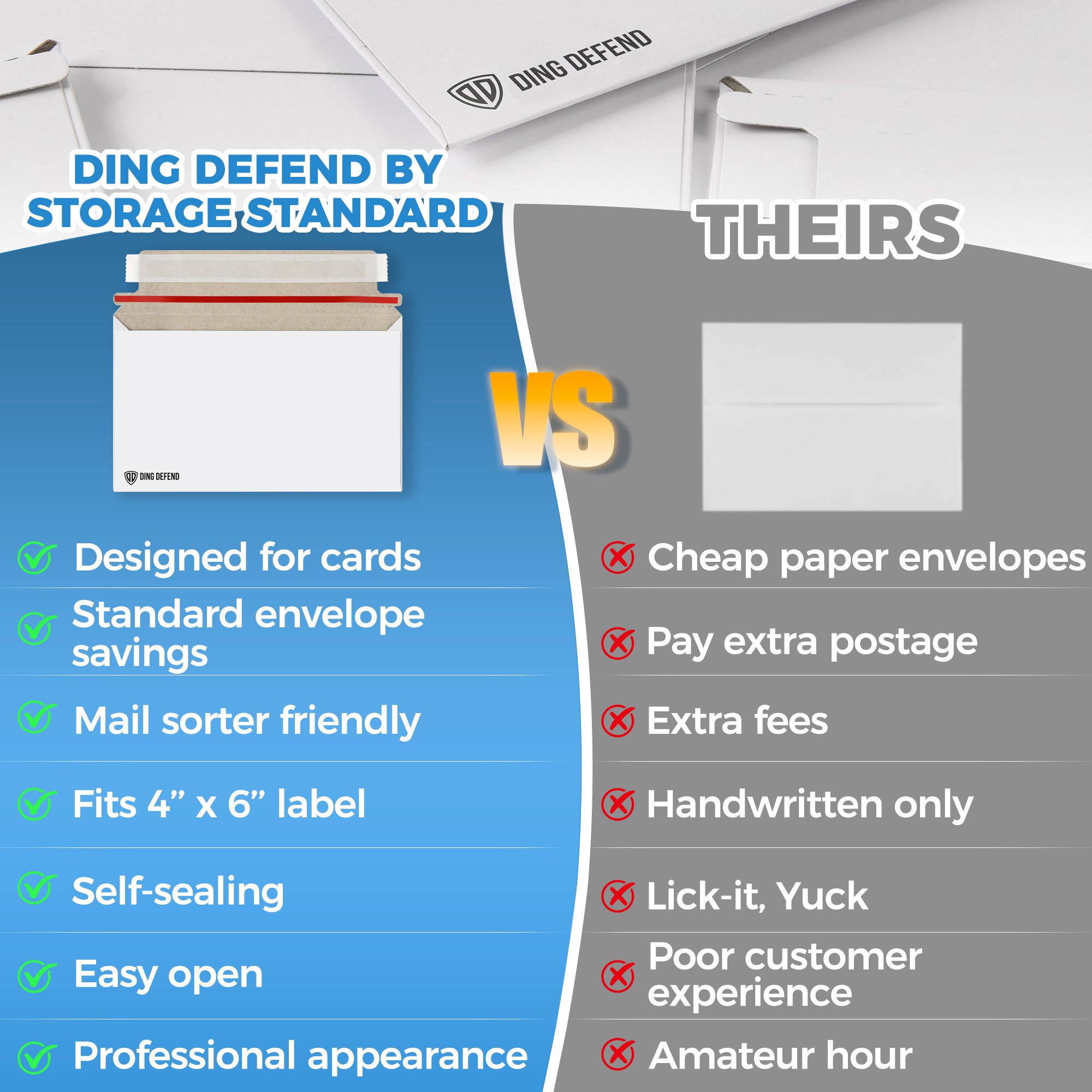110-Pack Card Shipping Envelopes - 7 x 4.35 Inches Trading Cards Self-Adhesive Mailers, Perfect Fit for Semi-Rigid Sleeves, Toploaders & Ding Defend Protectors - Hobby Mailing Supplies