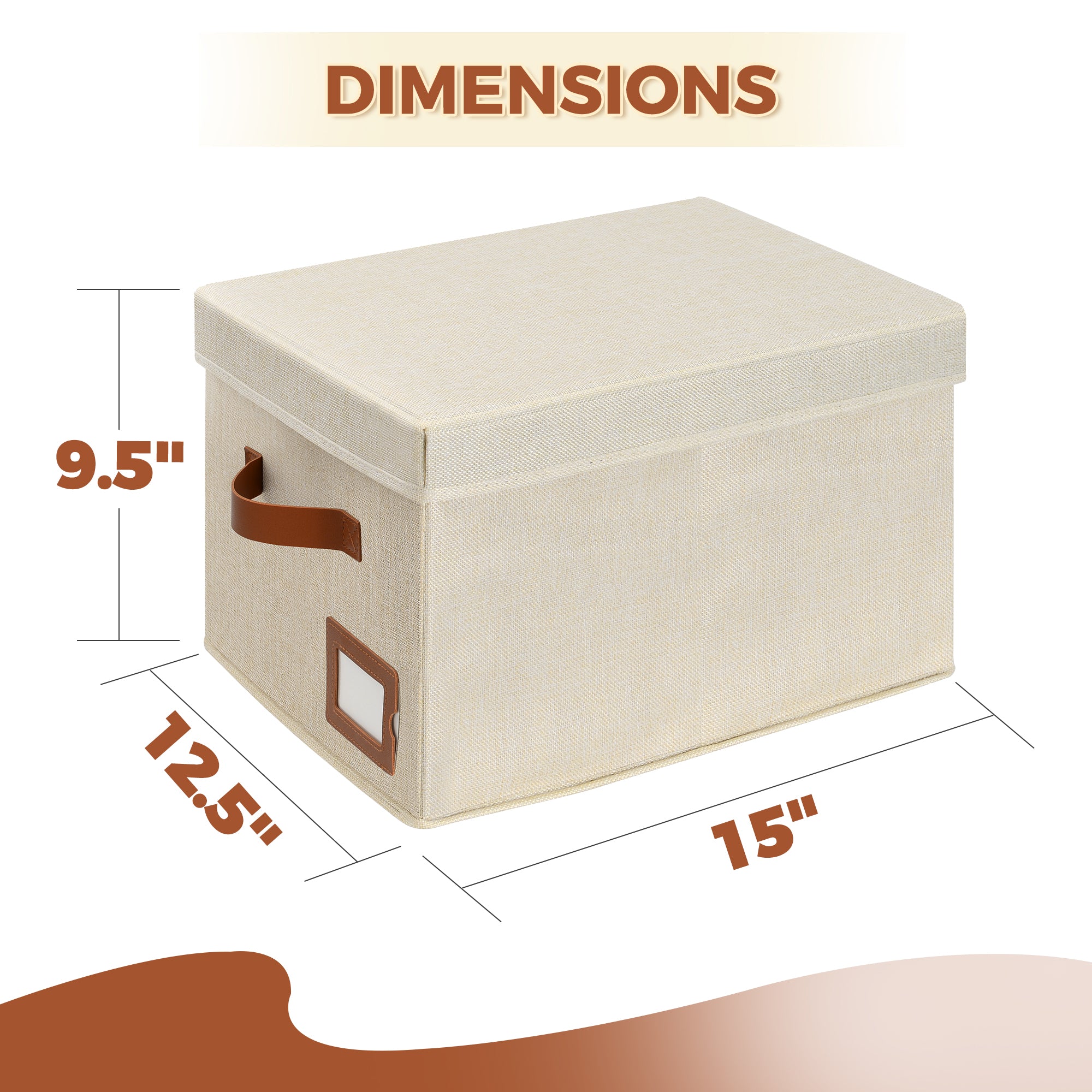 2-Pack File Organizer Box with Lid - Collapsible Hanging Linen Document Organizer Portable File Boxes, Lightweight & Portable Filing Box Crates with Handles & Extras, Ivory