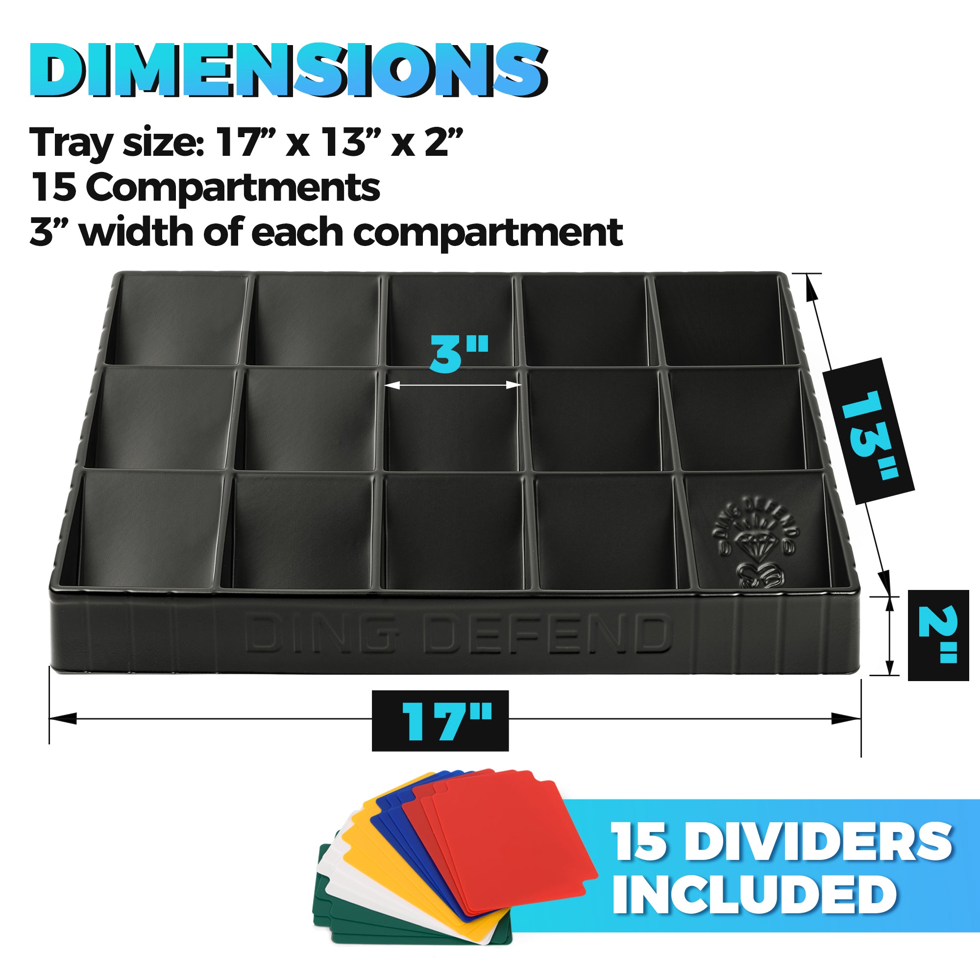 Card Sorting Tray - Stackable Trading Card Organizer, 15-Compartment Playing Card Tray - Card Sorter Tray for Organizing Raw Cards, Sleeved Cards or Toploaders– Includes 15 Trading Card Dividers