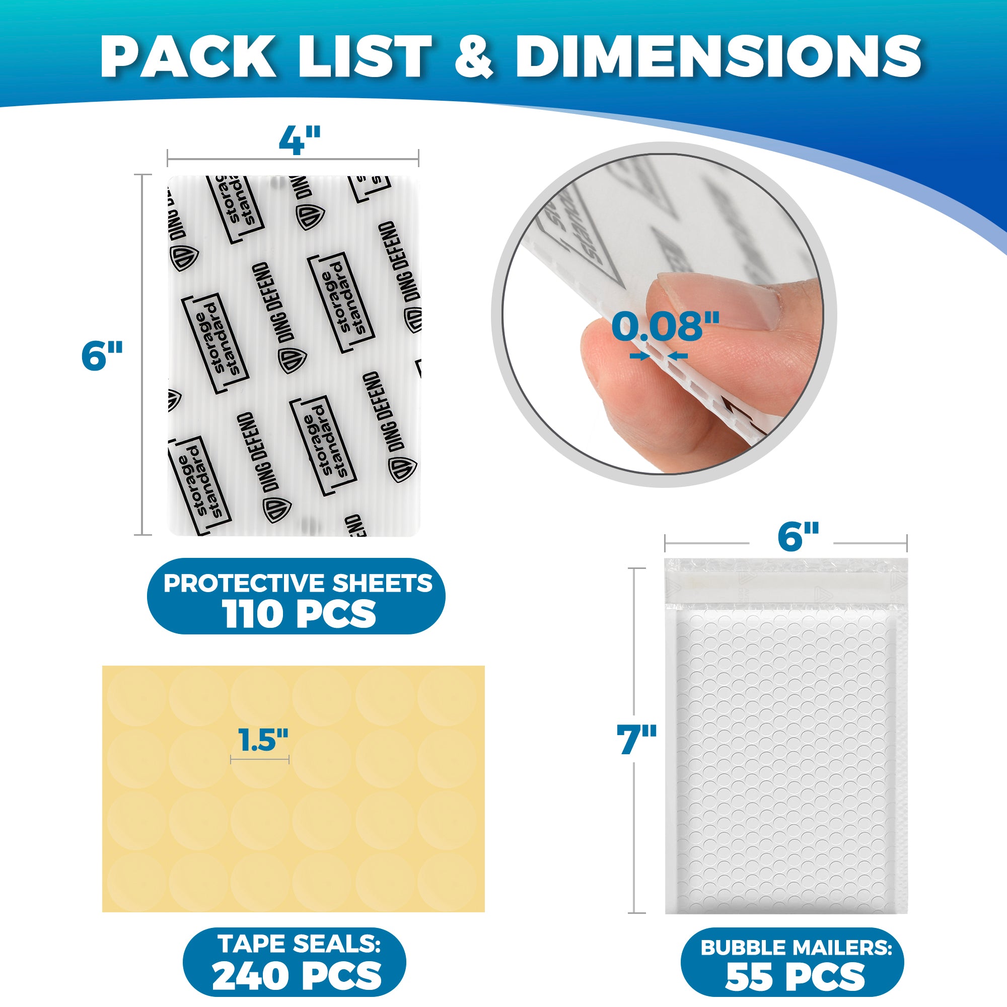 Envelope Protector Ding Defend Card Shipping Kit Envelope Bubble Mailers - Includes 110 4 ...