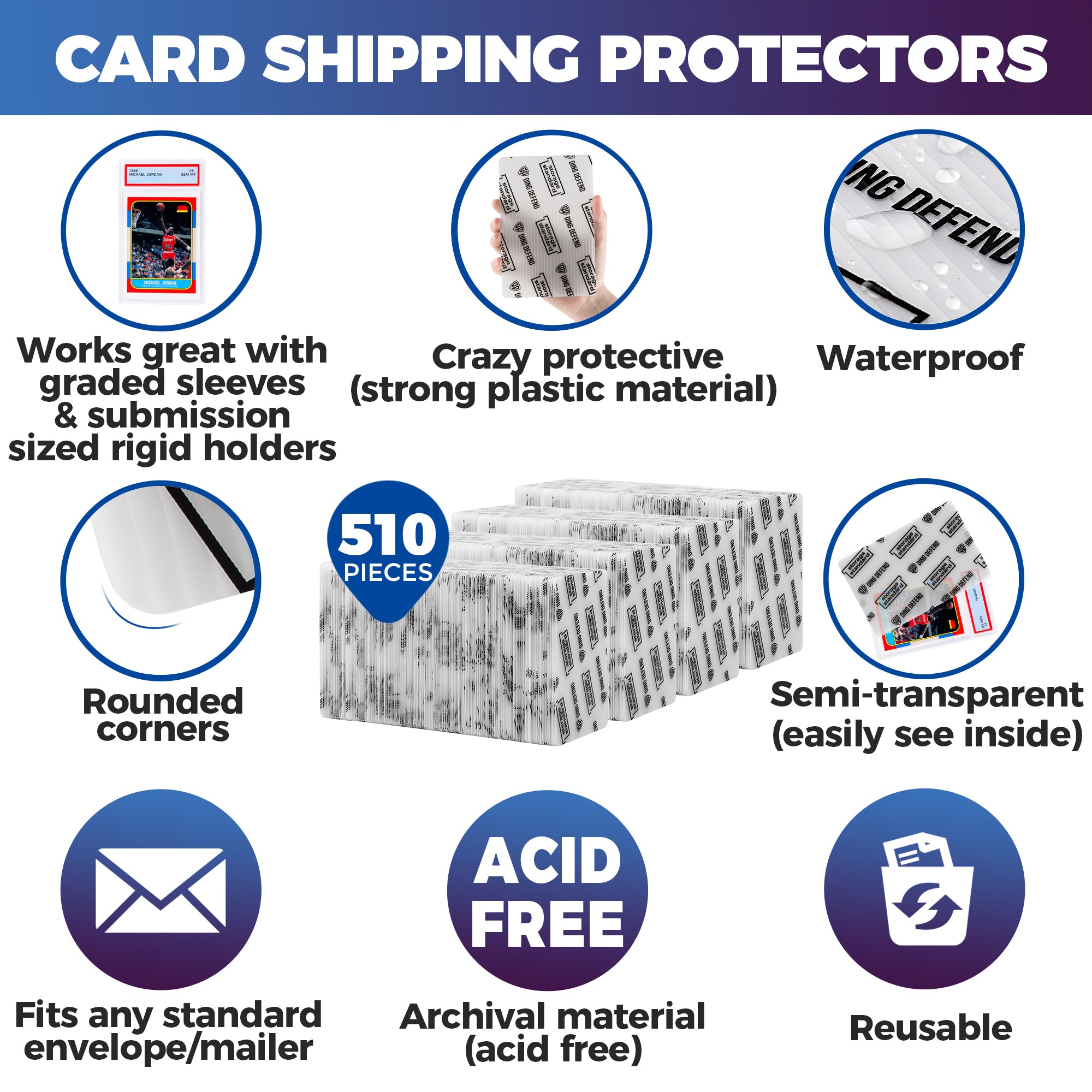 Card Protectors Trading Cards Shipping Supplies, 510-Pack 4'' x 6'' Gr Storage Standard Card Protectors Trading Cards Shipping Supplies, 510-Pack 4'' x 6'' Gr Storage Standard