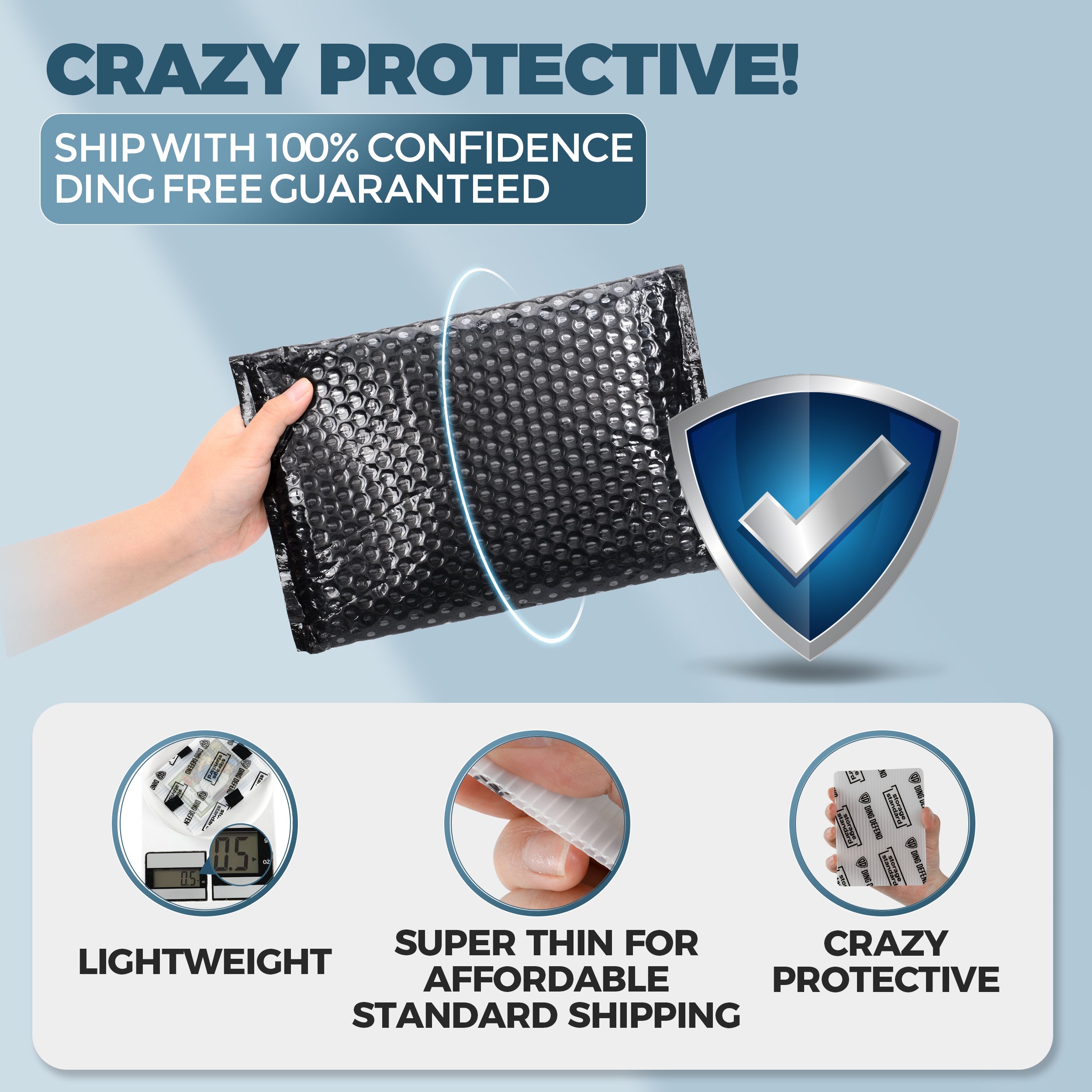 Ding Defend by Storage Standard Trading Card Shipping Protectors 510 P Ding Defend by Storage Standard Trading Card Shipping Protectors 510 P