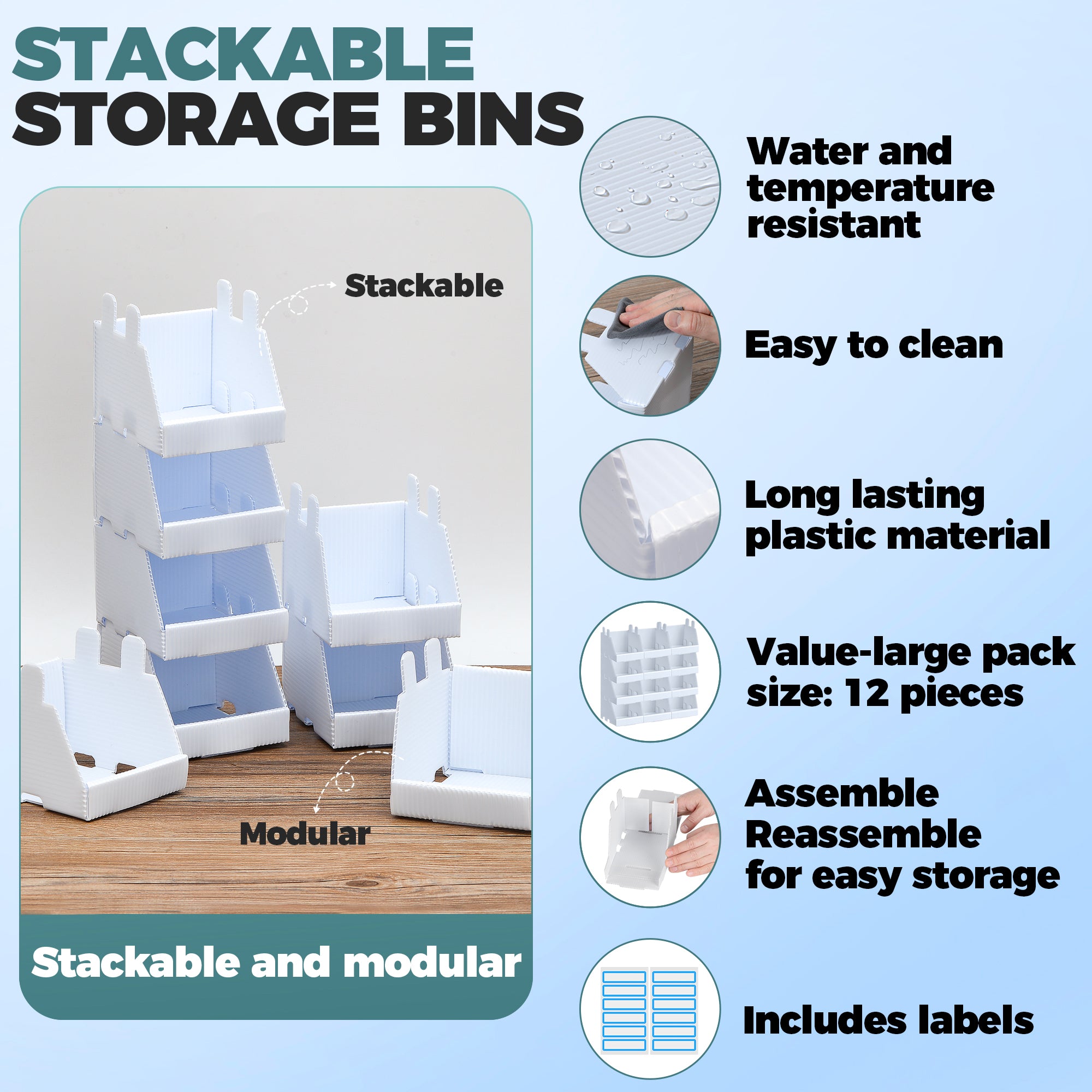 10x Stackable Garage Storage Bins Containers Parts Storage Organizer  Hardware