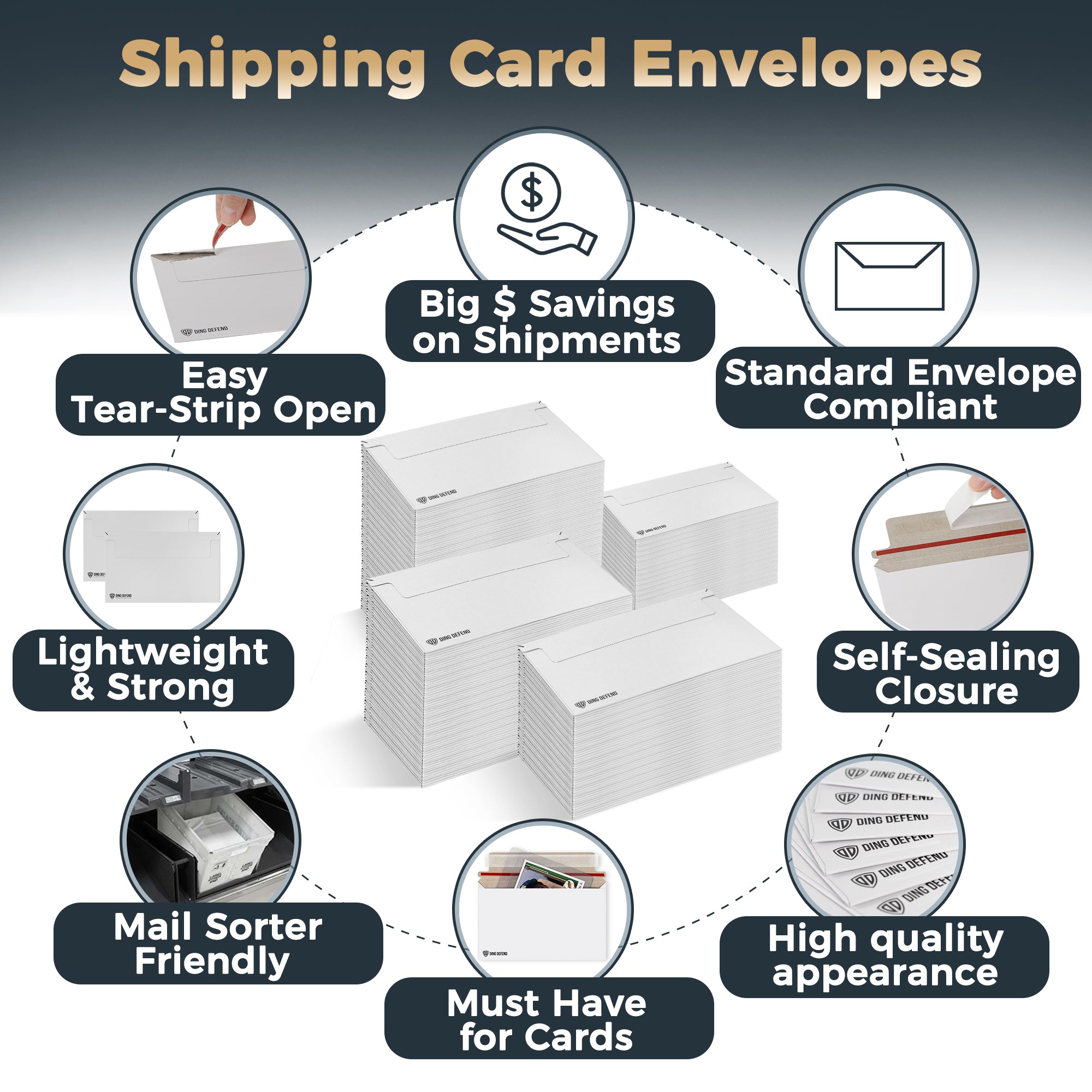510-Pack Card Shipping Envelopes - 7 x 4.35 Inches Trading Cards Self-Adhesive Mailers, Perfect Fit for Semi-Rigid Sleeves, Toploaders & Ding Defend Protectors - Hobby Mailing Supplies