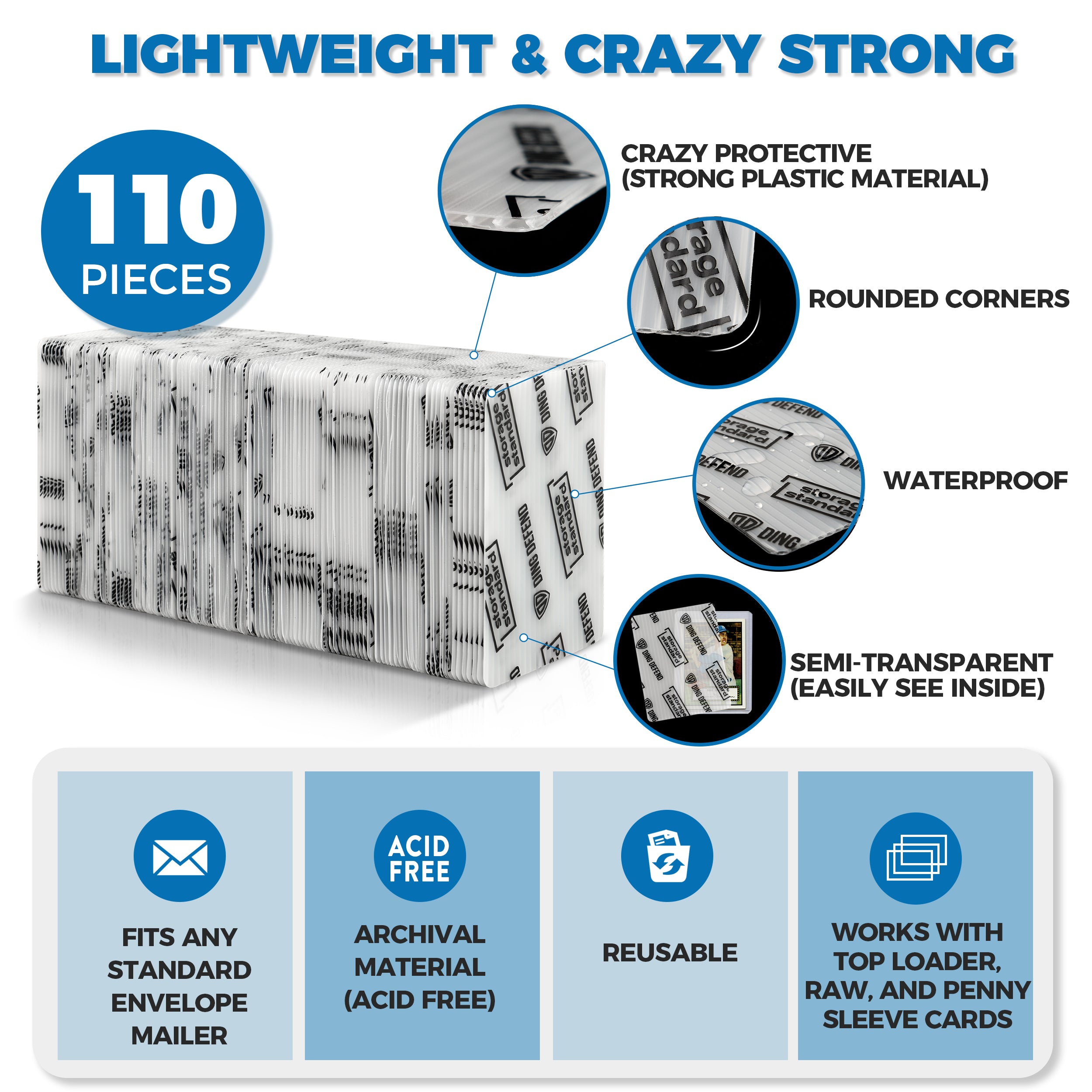 Ding Defend by Storage Standard Trading Card Shipping Protectors 110 P Ding Defend by Storage Standard Trading Card Shipping Protectors 110 P