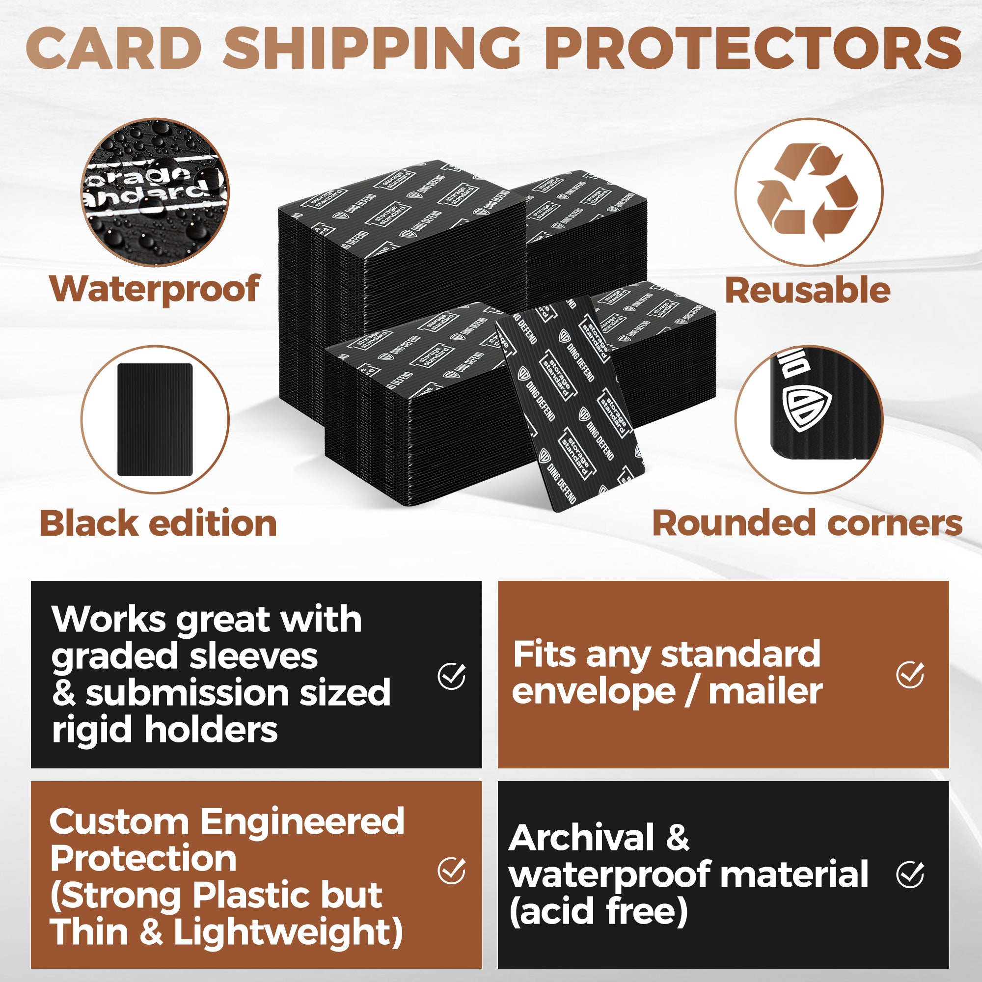 Ding Defend 4x6 Black Trading Card Shipping Protector 510 Pack - Sport ...