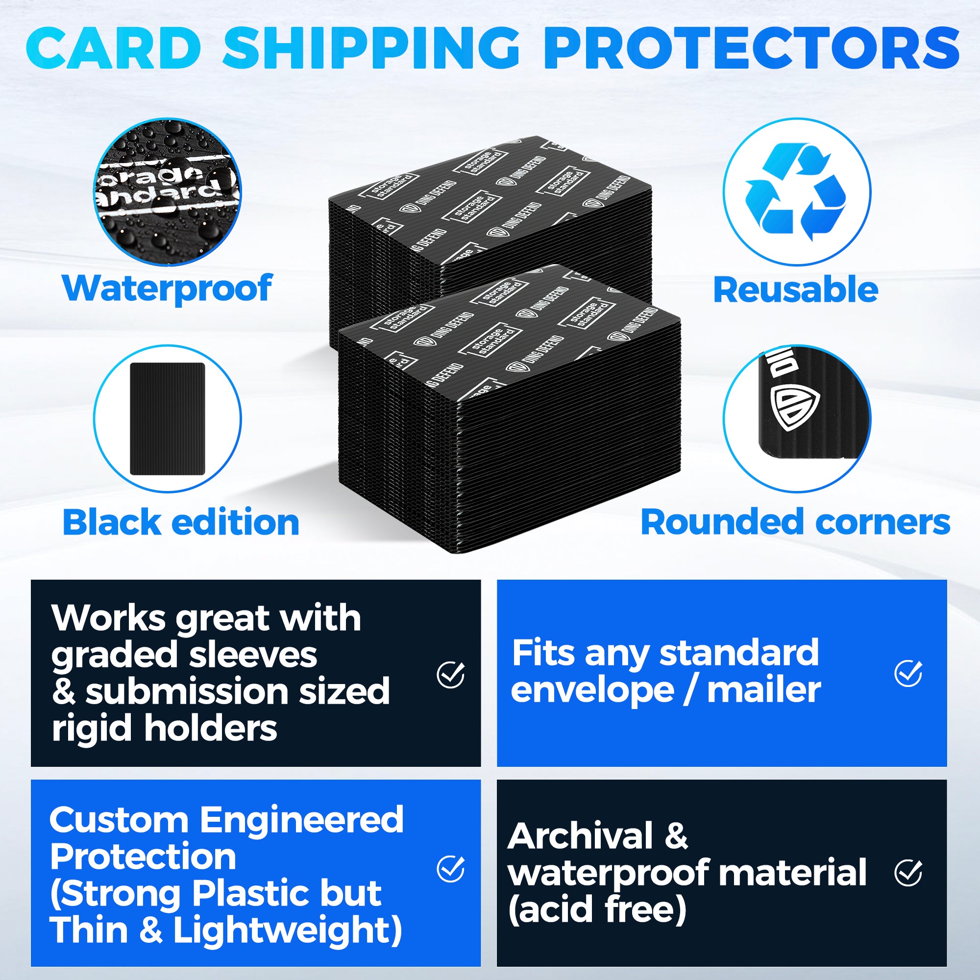 Ding Defend 4x6 Black Trading Card Shipping Protector 110 Pack - Sport ...