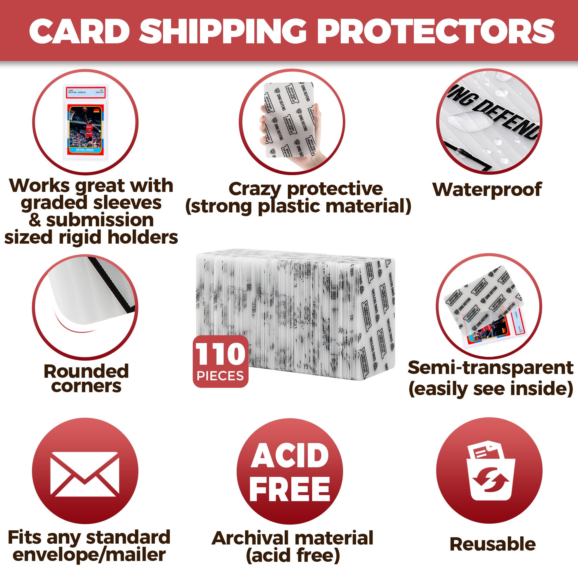 Card Protectors Trading Cards Shipping Supplies, 110-Pack 4'' x 6'' Gr Storage Standard Card Protectors Trading Cards Shipping Supplies, 110-Pack 4'' x 6'' Gr Storage Standard