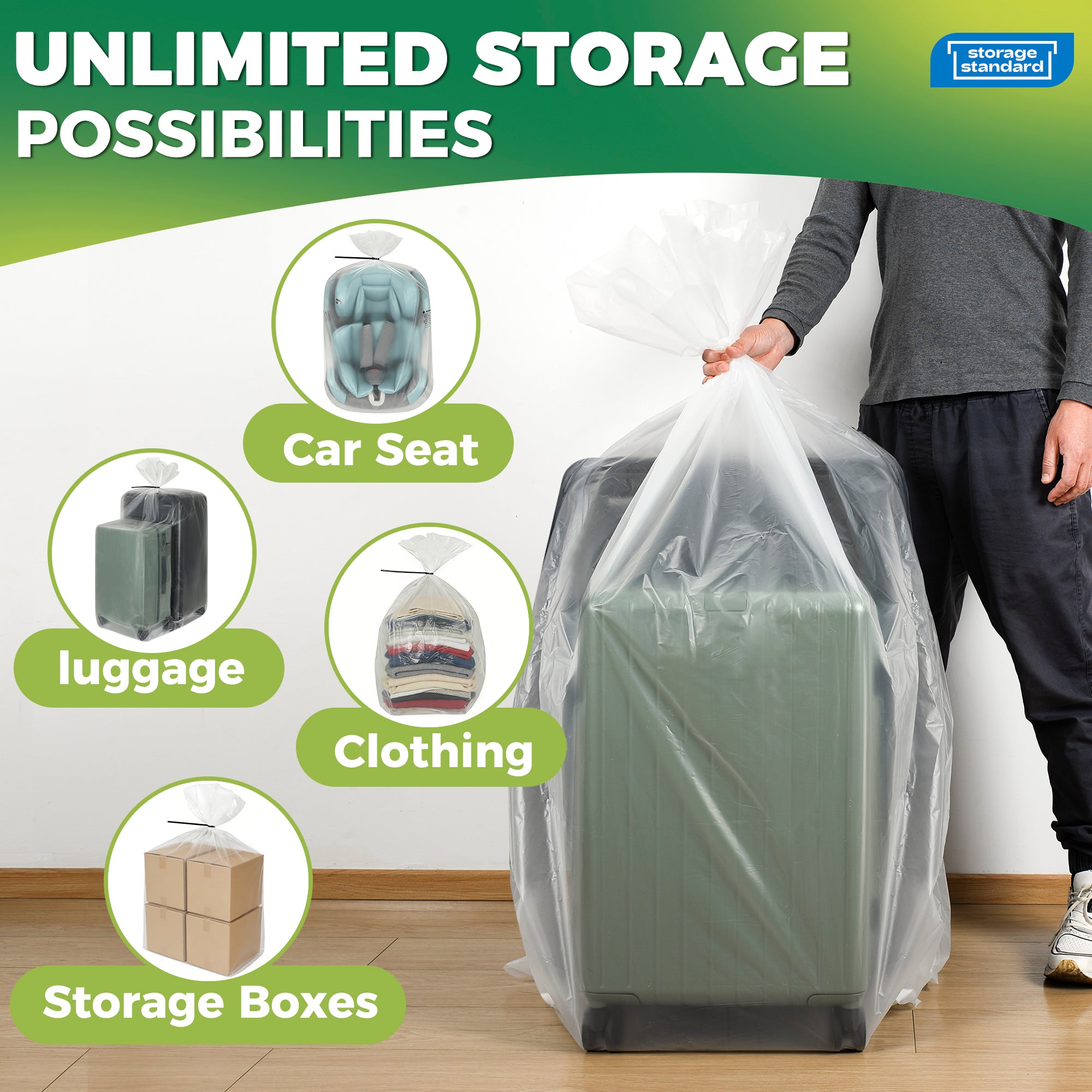 Storage Standard Large Clear Plastic Bags for Storage 6-Pack - Waterpr