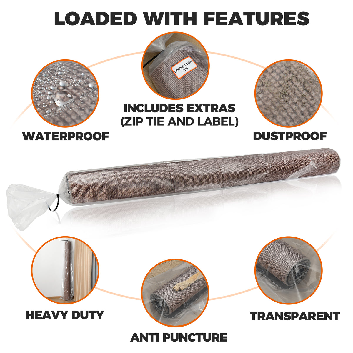 Heavy Duty Rug Storage Bag - Reusable Rug Shipping Bag, Waterproof Pla ...