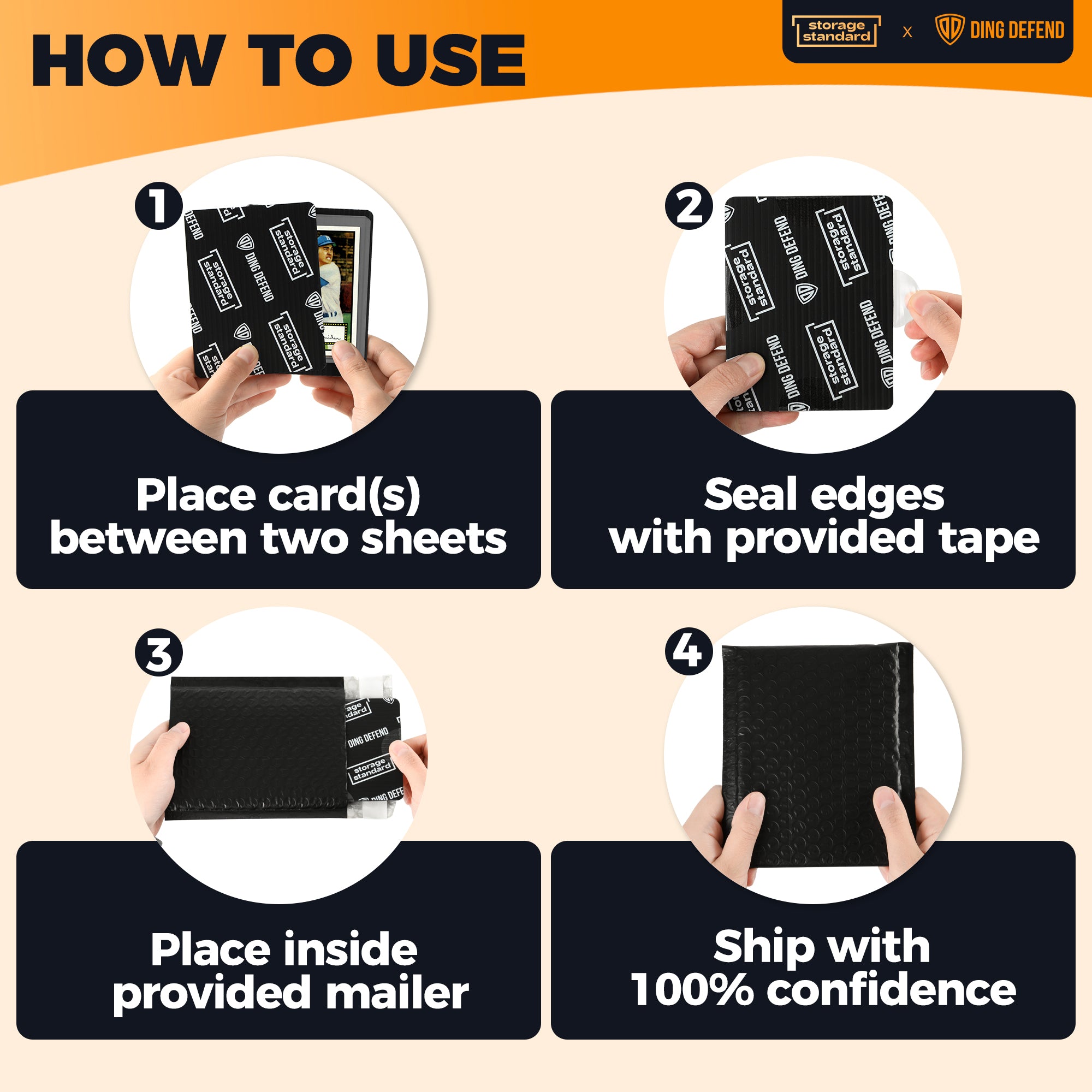Ding Defend Card Shipping Protector Envelope Bubble Mailer Kit with 11 ...