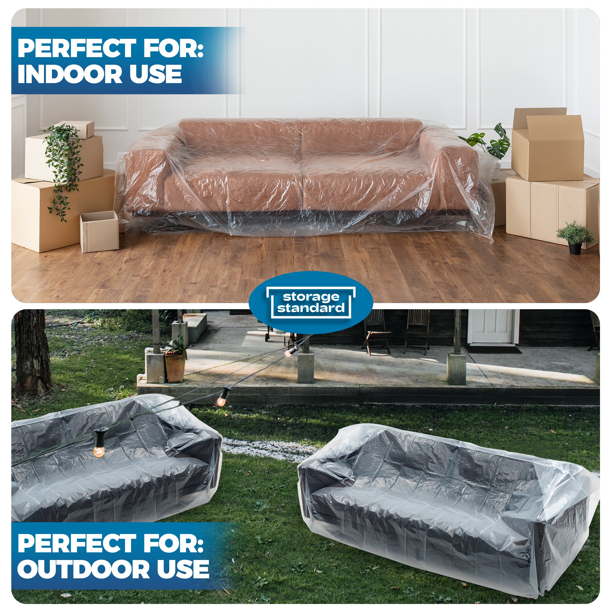 Moving Cover Plastic Furniture Covers for Moving - Heavy-Duty Plastic Couch Cover f ...