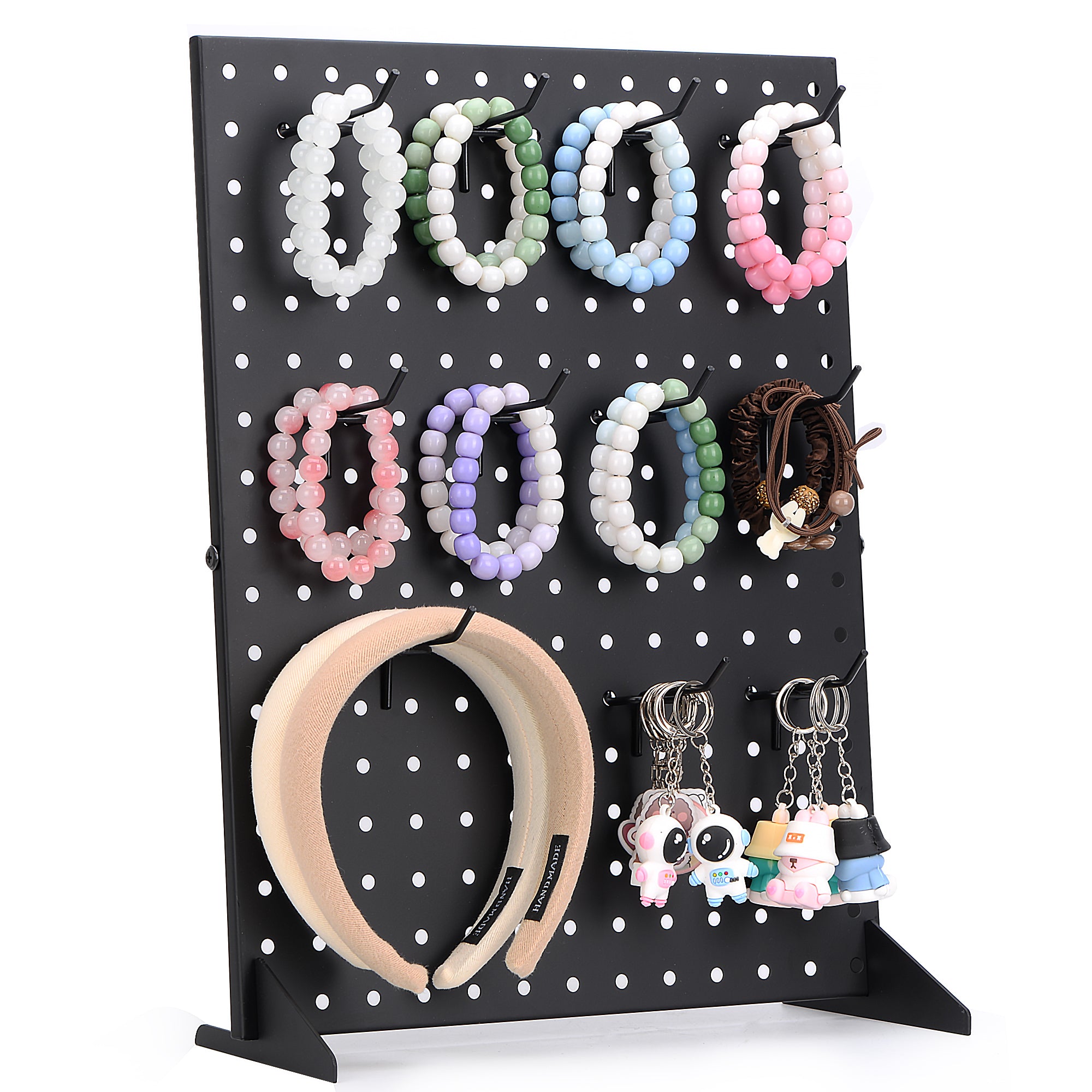 Wooden Jewelry Display Stand with Removable 30 Hooks, Earring Cards necklace  bracelet Keychain Showcase Cascading Merchandise Organizer For Selling For  vendor events(White) : Amazon.in: Jewellery