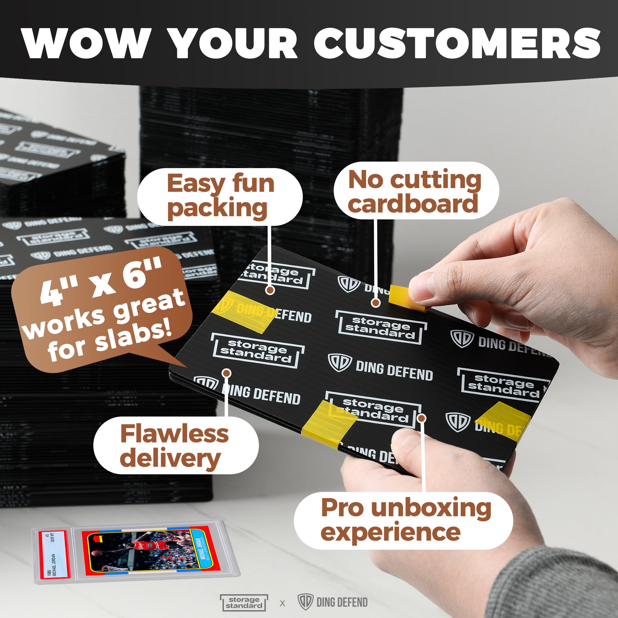 Ding Defend 4x6 Black Trading Card Shipping Protector 510 Pack - Sport ...