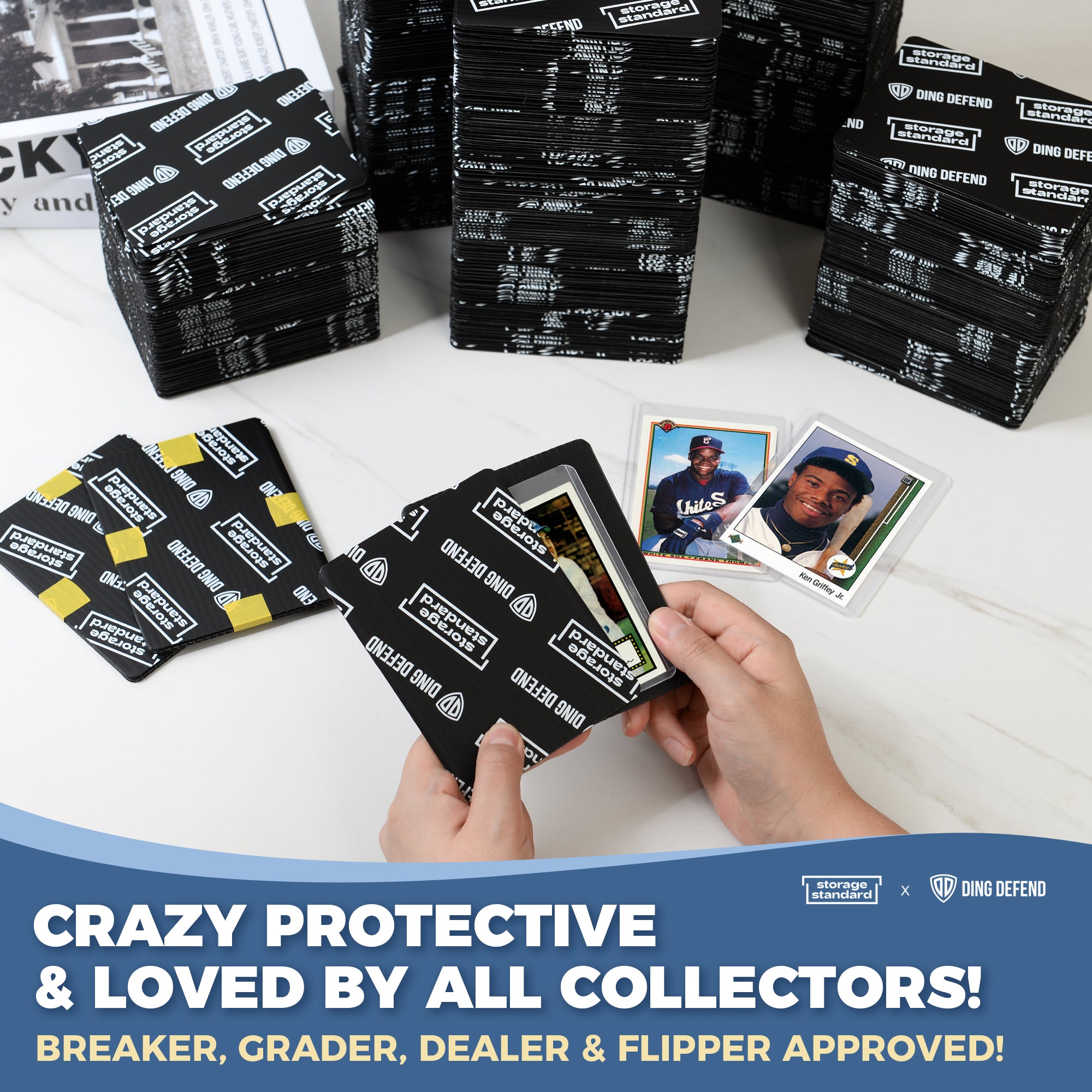 Ding Defend 510-Pack Trading Card Protector Shipping by Storage Standard - 3.5 x 4.5 Inch, Black