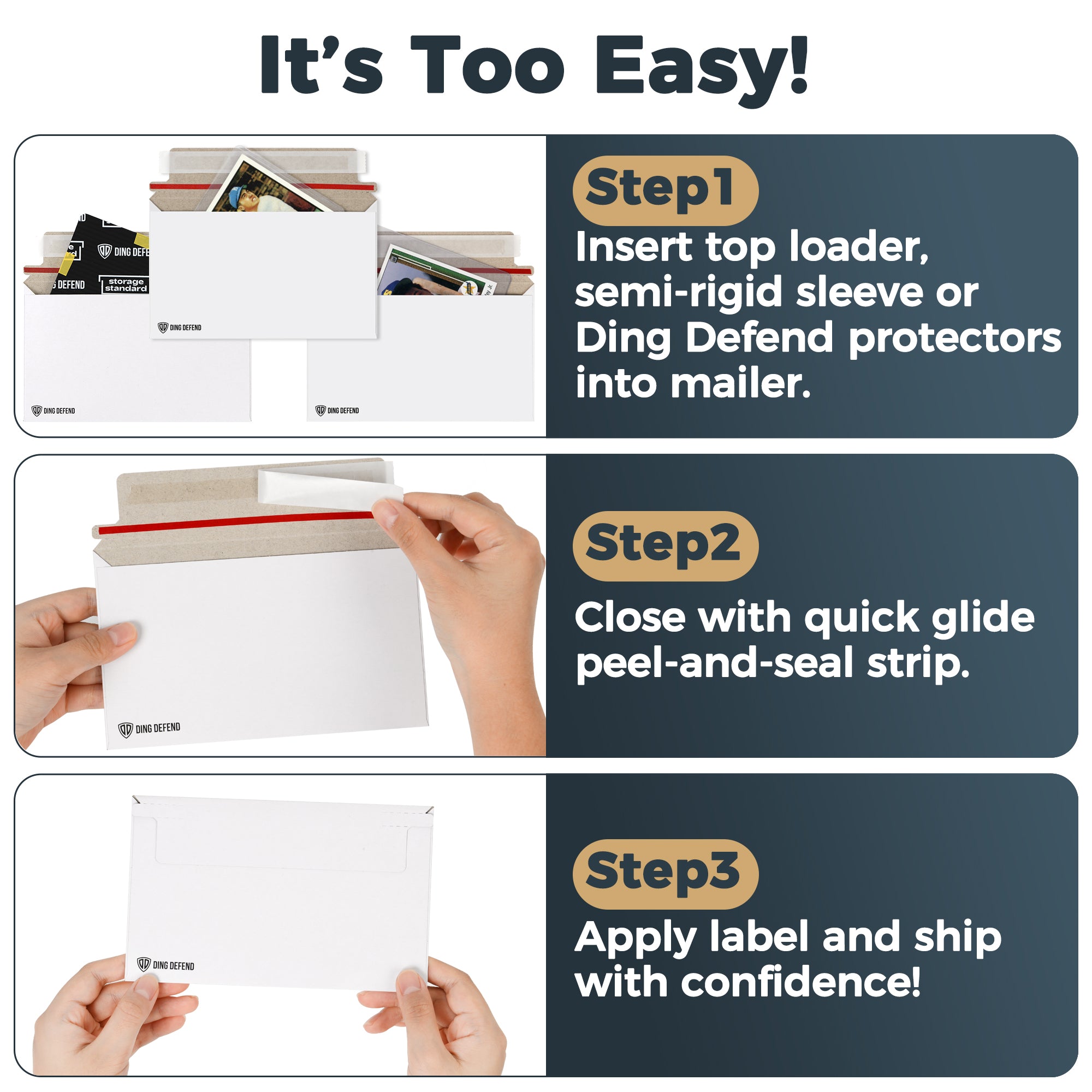 510-Pack Card Shipping Envelopes - 7 x 4.35 Inches Trading Cards Self-Adhesive Mailers, Perfect Fit for Semi-Rigid Sleeves, Toploaders & Ding Defend Protectors - Hobby Mailing Supplies