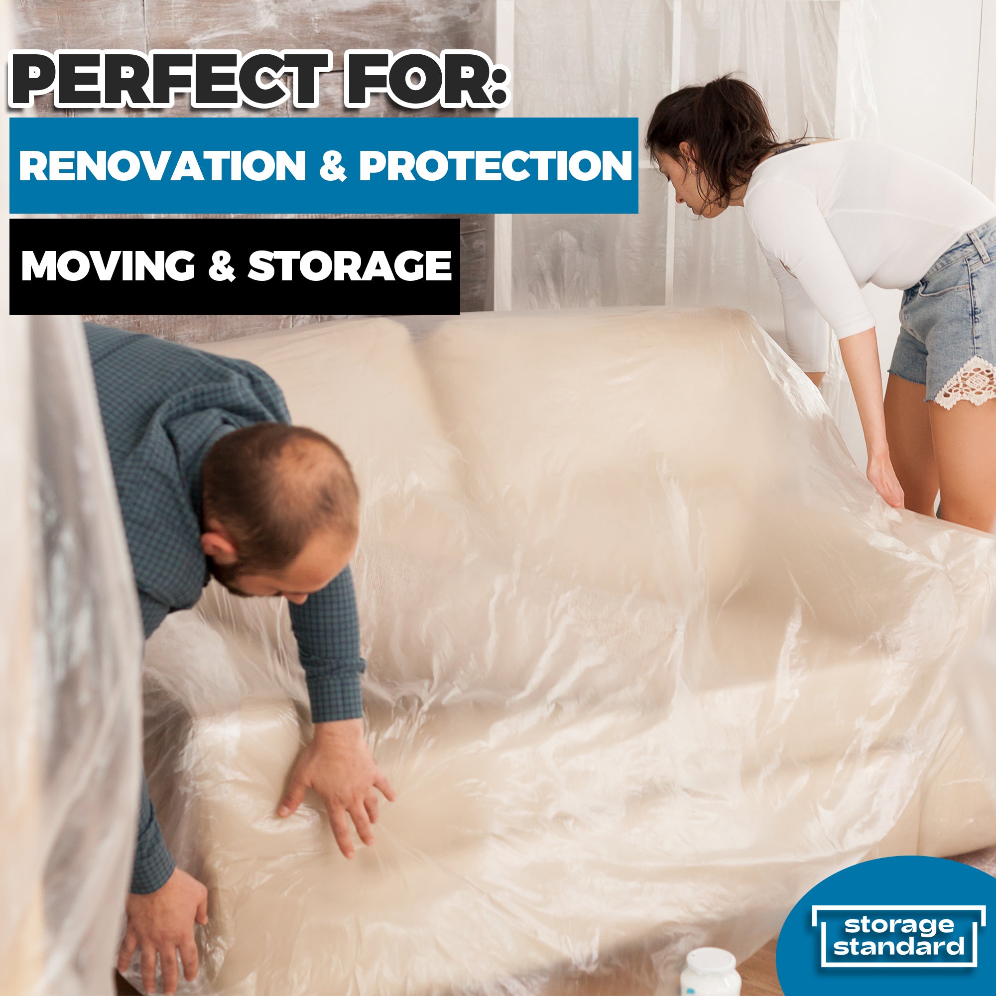 Moving Cover Plastic Furniture Covers for Moving - Heavy-Duty Plastic Couch Cover f ...