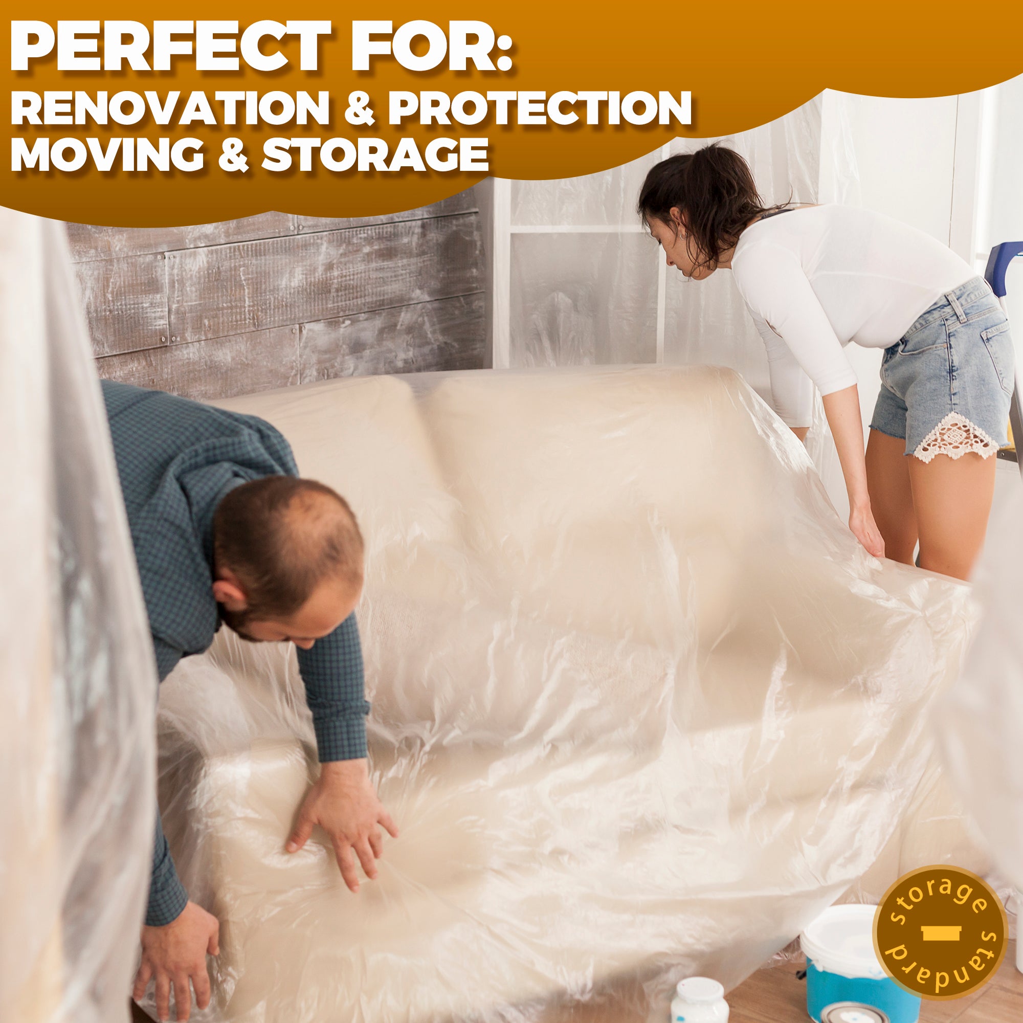 Moving Cover Plastic Furniture Covers for Moving - Heavy-Duty Loveseat Cover for Lo ...