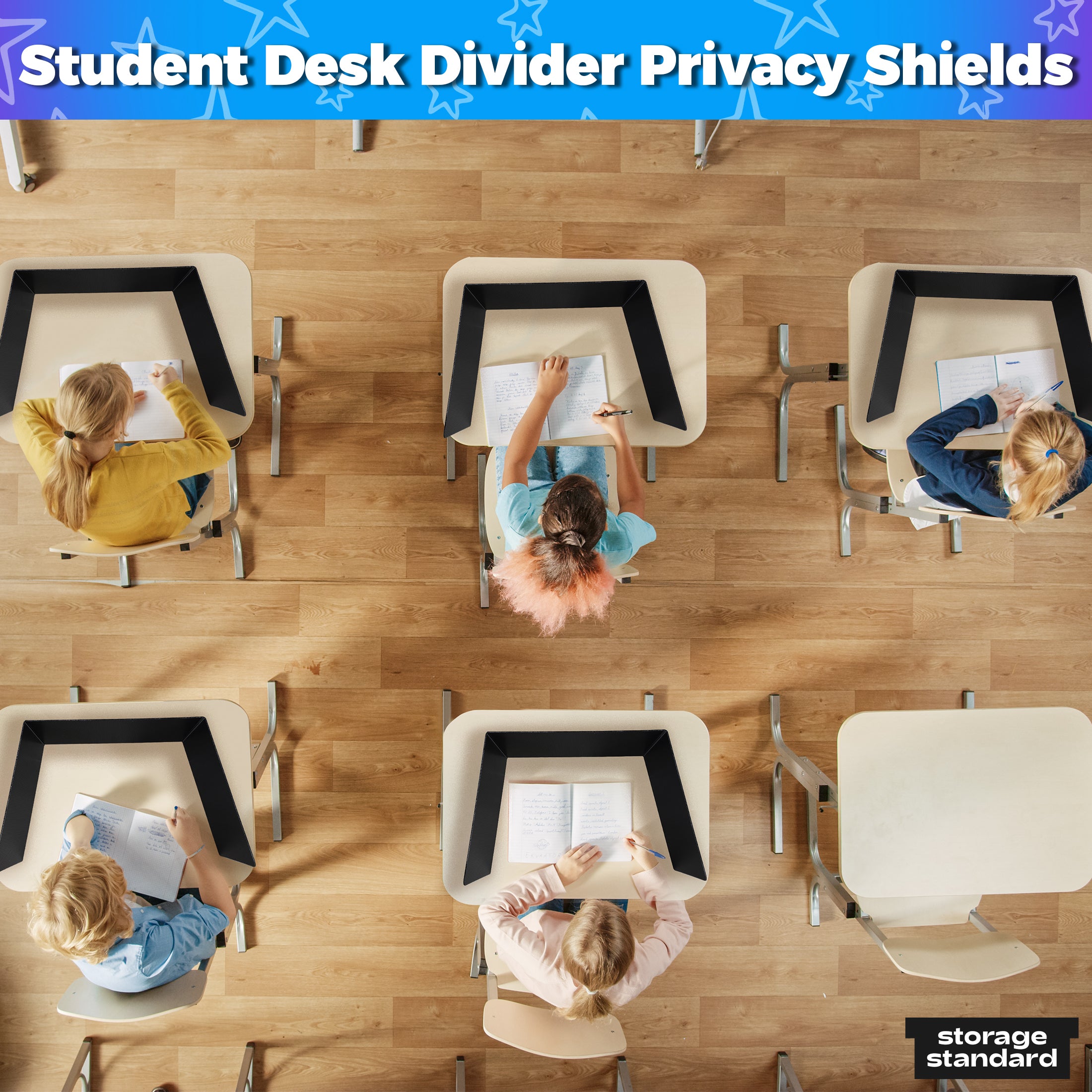 22-Pack Desk Dividers for Students - Star Design Durable & Waterproof Plastic Study Carrel Divider, Classroom Folders Teacher Supplies, Easy-To-Clean Plastic Privacy Shield Folder Boards for Student Desks