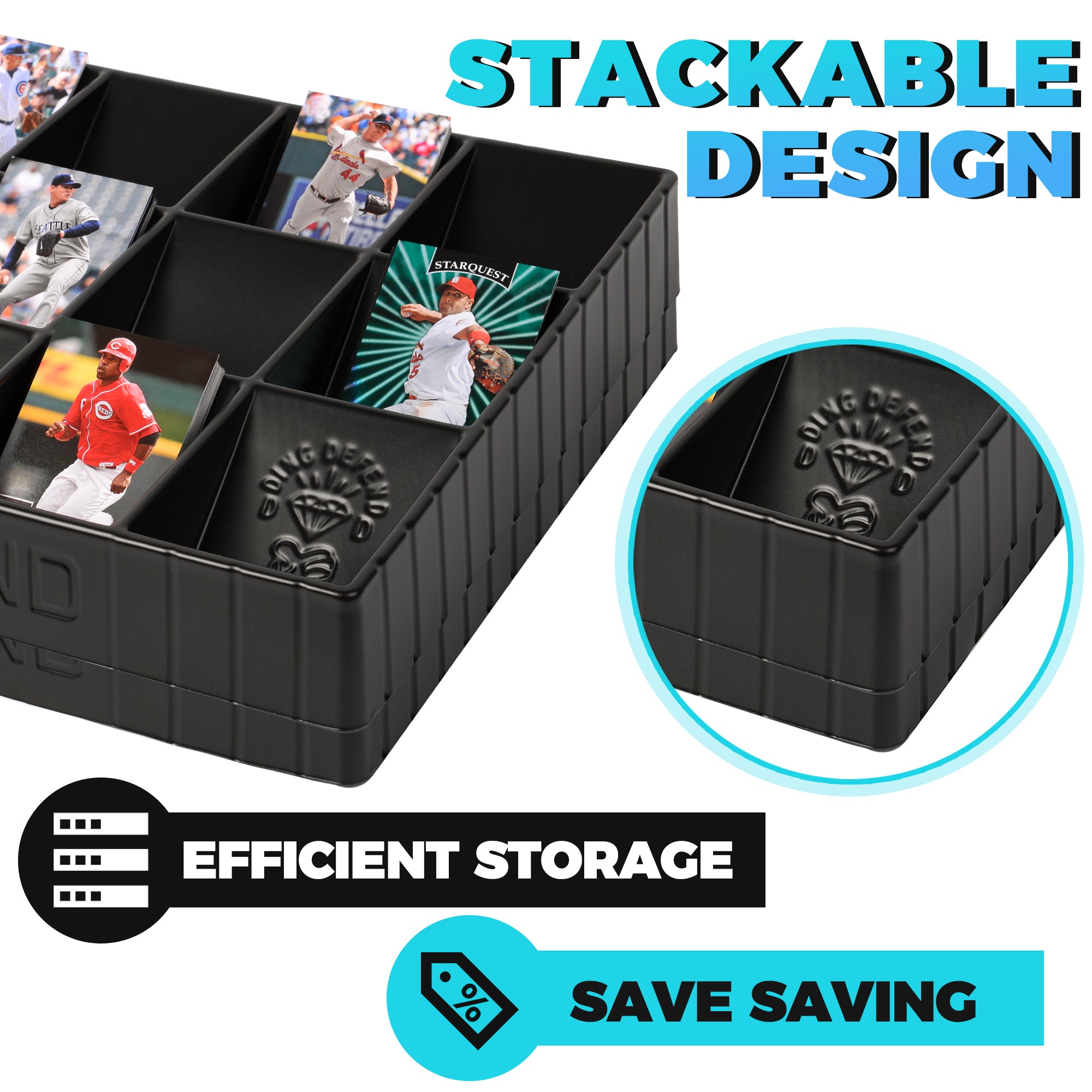 Card Sorting Tray - Stackable Trading Card Organizer, 15-Compartment Playing Card Tray - Card Sorter Tray for Organizing Raw Cards, Sleeved Cards or Toploaders– Includes 15 Trading Card Dividers