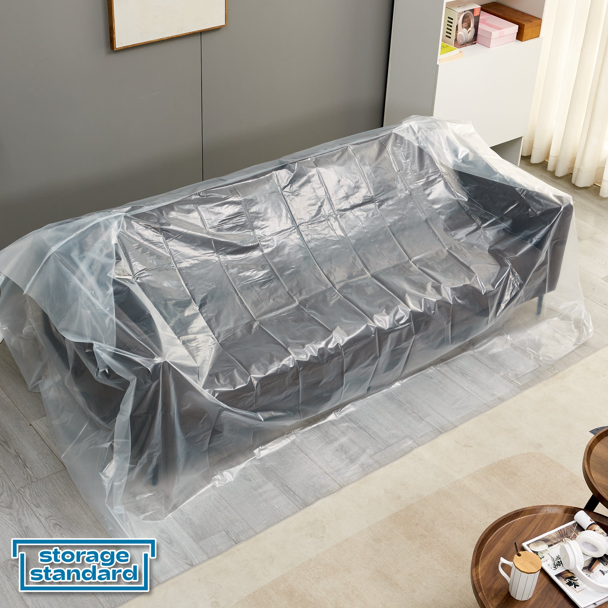 Moving Cover Plastic Furniture Covers for Moving - Heavy-Duty Plastic Couch Cover f ...