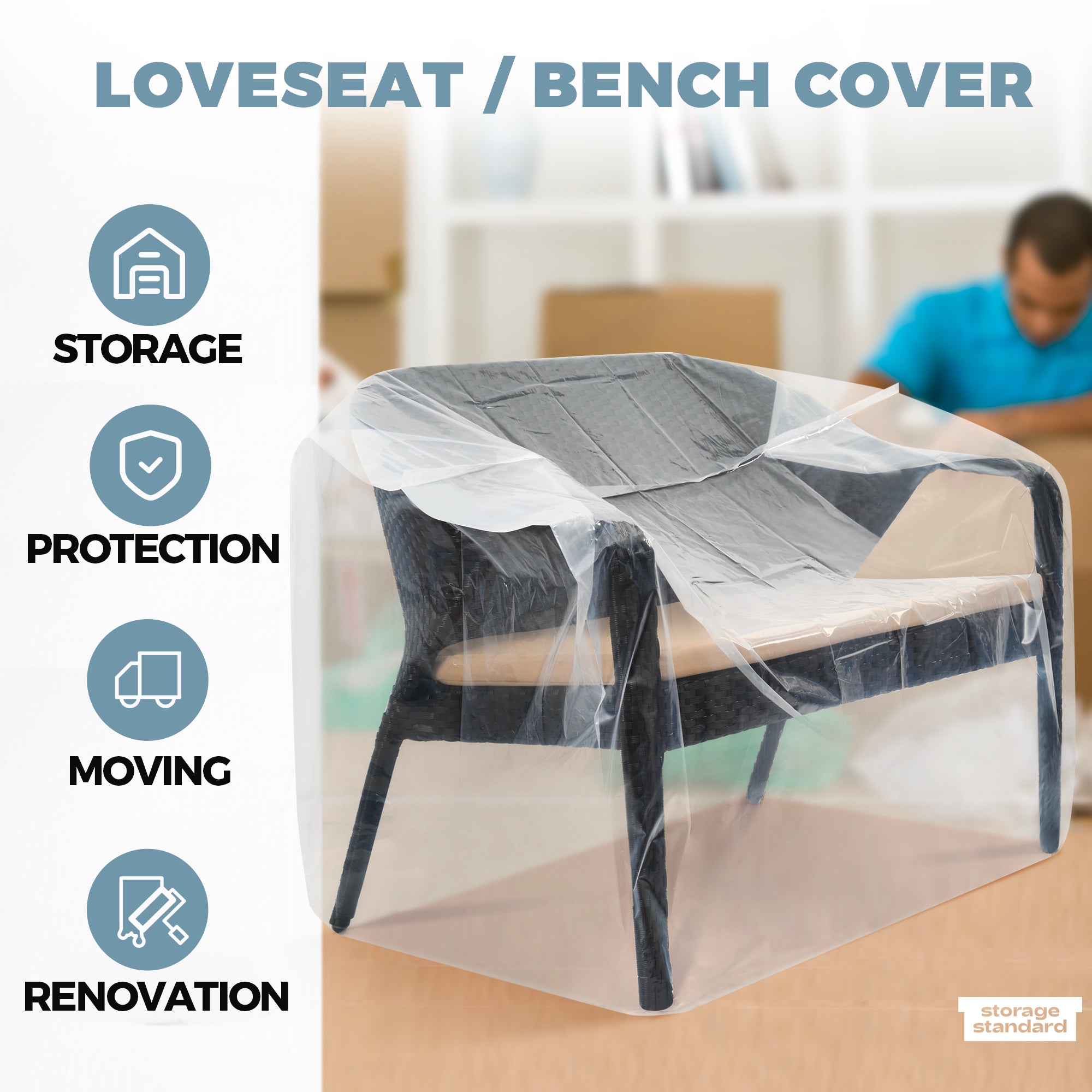 2-Pack Patio Loveseat Bench Cover - Reusable & Heavy-Duty Clear Plastic Outdoor Patio Furniture Covers Waterproof, Extra-Thick Outdoor Furniture Waterproof Couch Outdoor Cushion Covering, 58" x 28" x 52.5"
