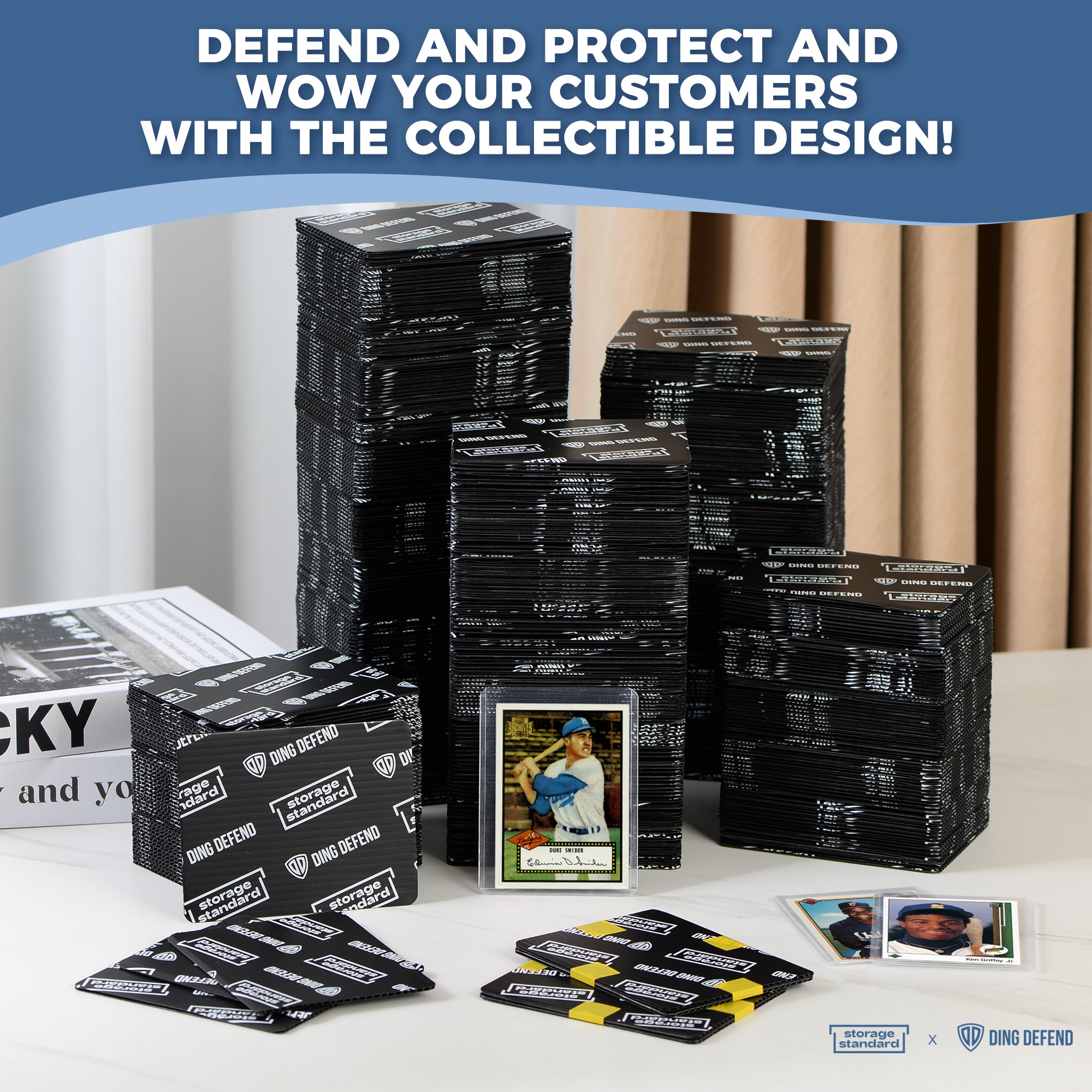 Ding Defend 510-Pack Trading Card Protector Shipping by Storage Standard - 3.5 x 4.5 Inch, Black